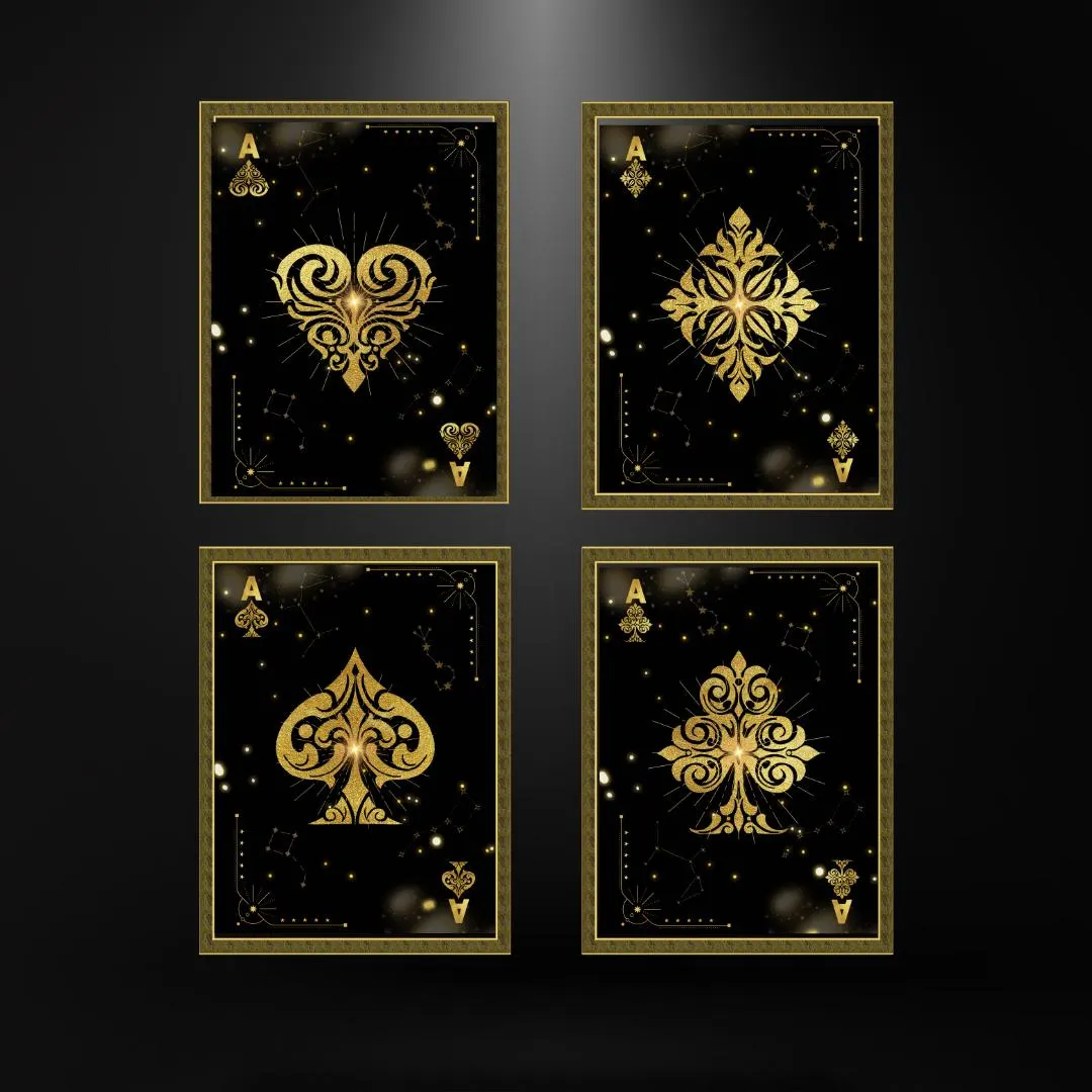 Celestial Poker Wall Art Set, Gold Filigree Constellations, Ace of Spades (Digital Download)