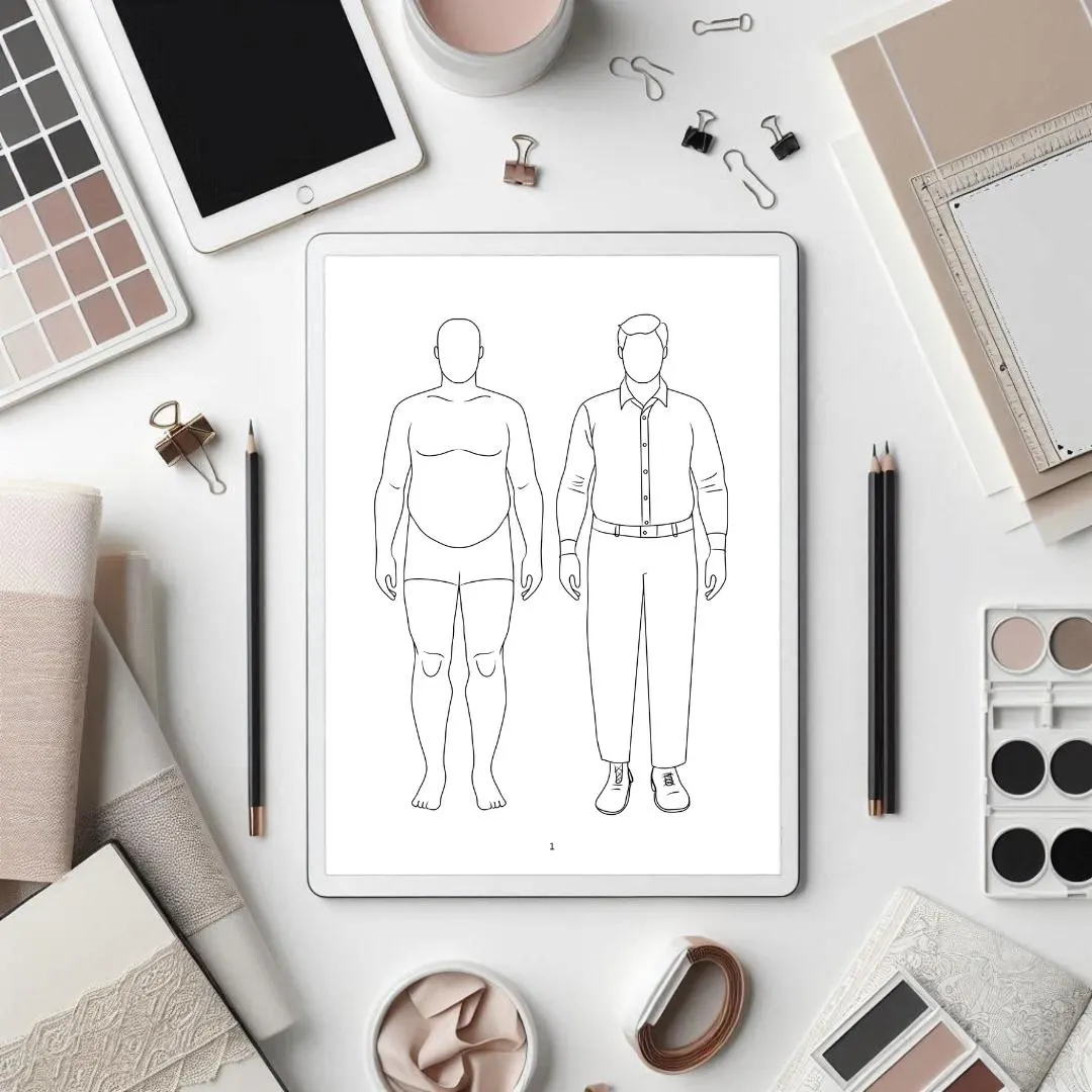Plus Size Male Fashion Sketchbook: Outfit Ideas & Templates (Digital Download) - image 5