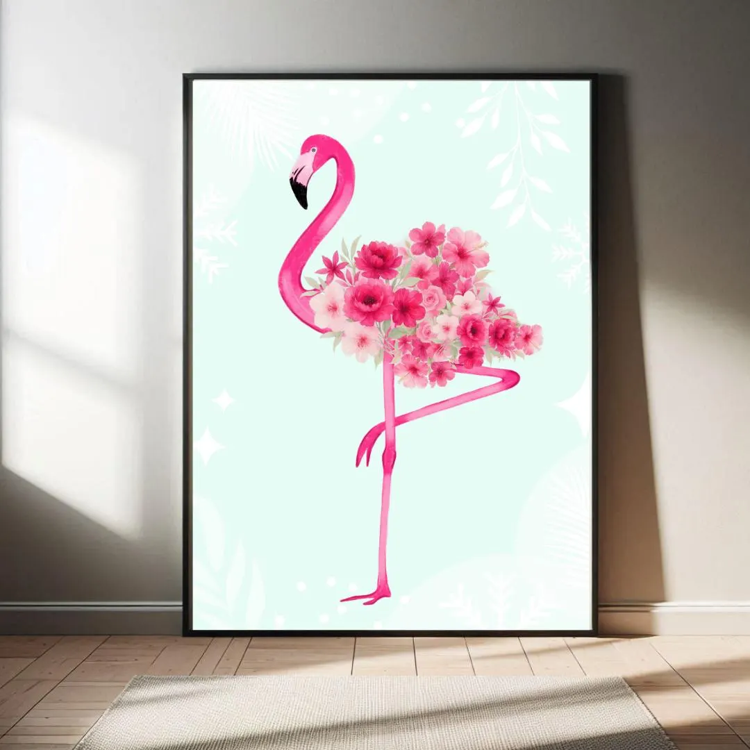 Floral Animal Nursery Prints, Flamingo, Lamb, Turtle (Digital Download) - image 4