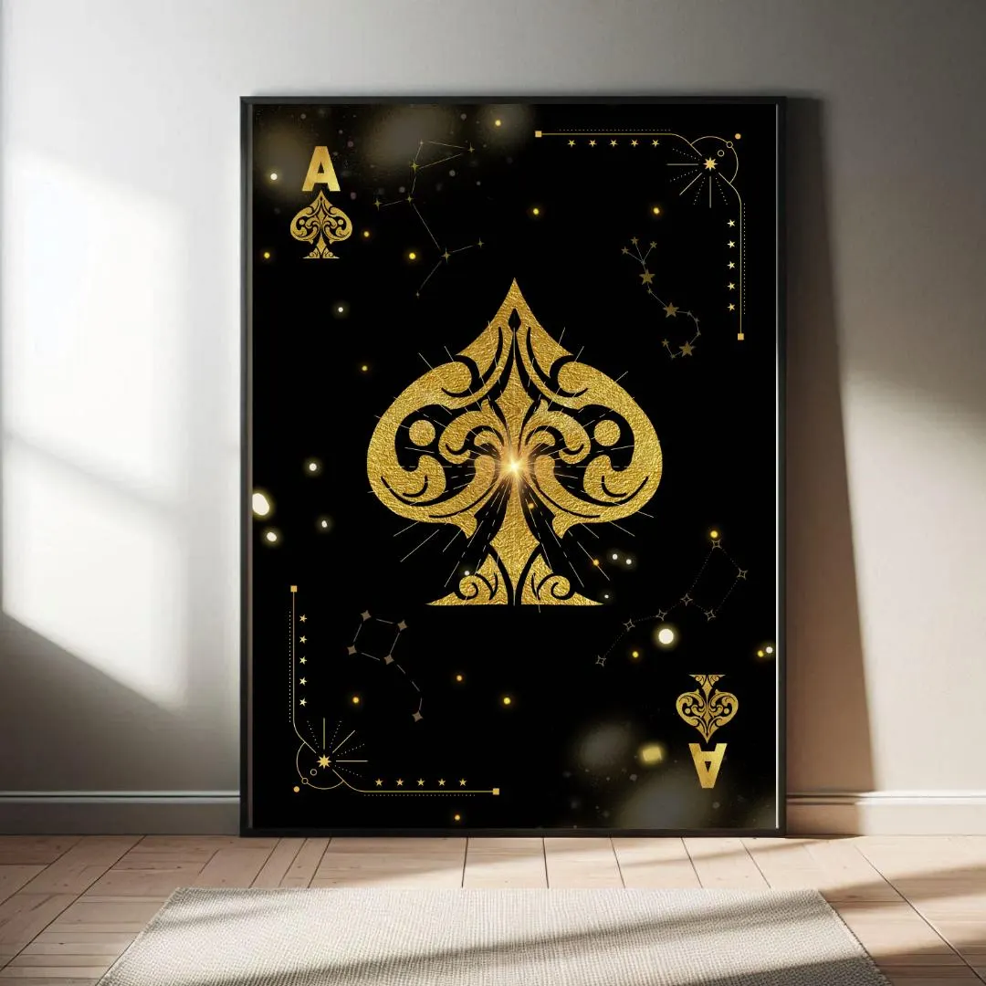 Celestial Poker Wall Art Set, Gold Filigree Constellations, Ace of Spades (Digital Download) - image 2