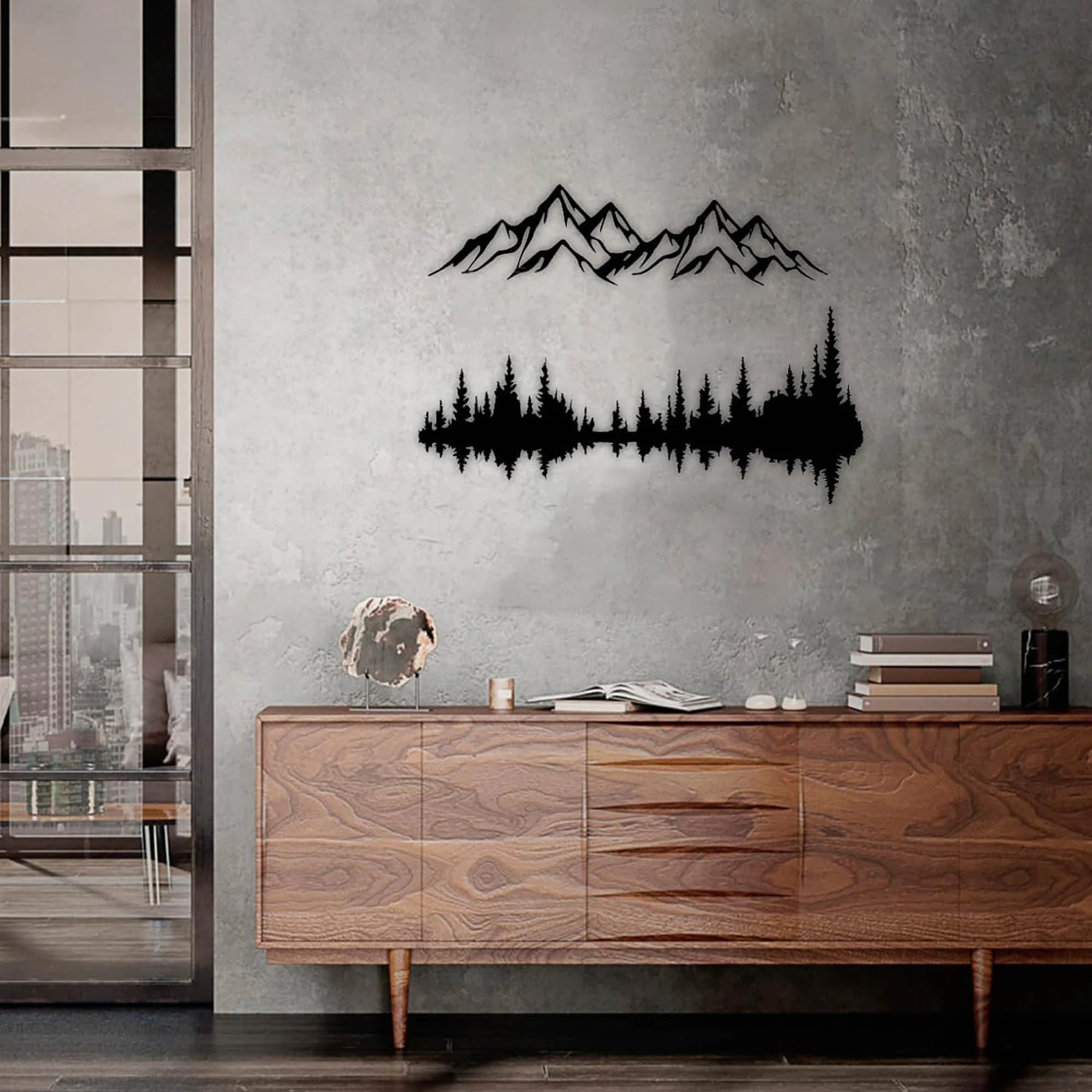 Mountain Silhouette Metal Wall Art: Rustic Forest Decor - image 4