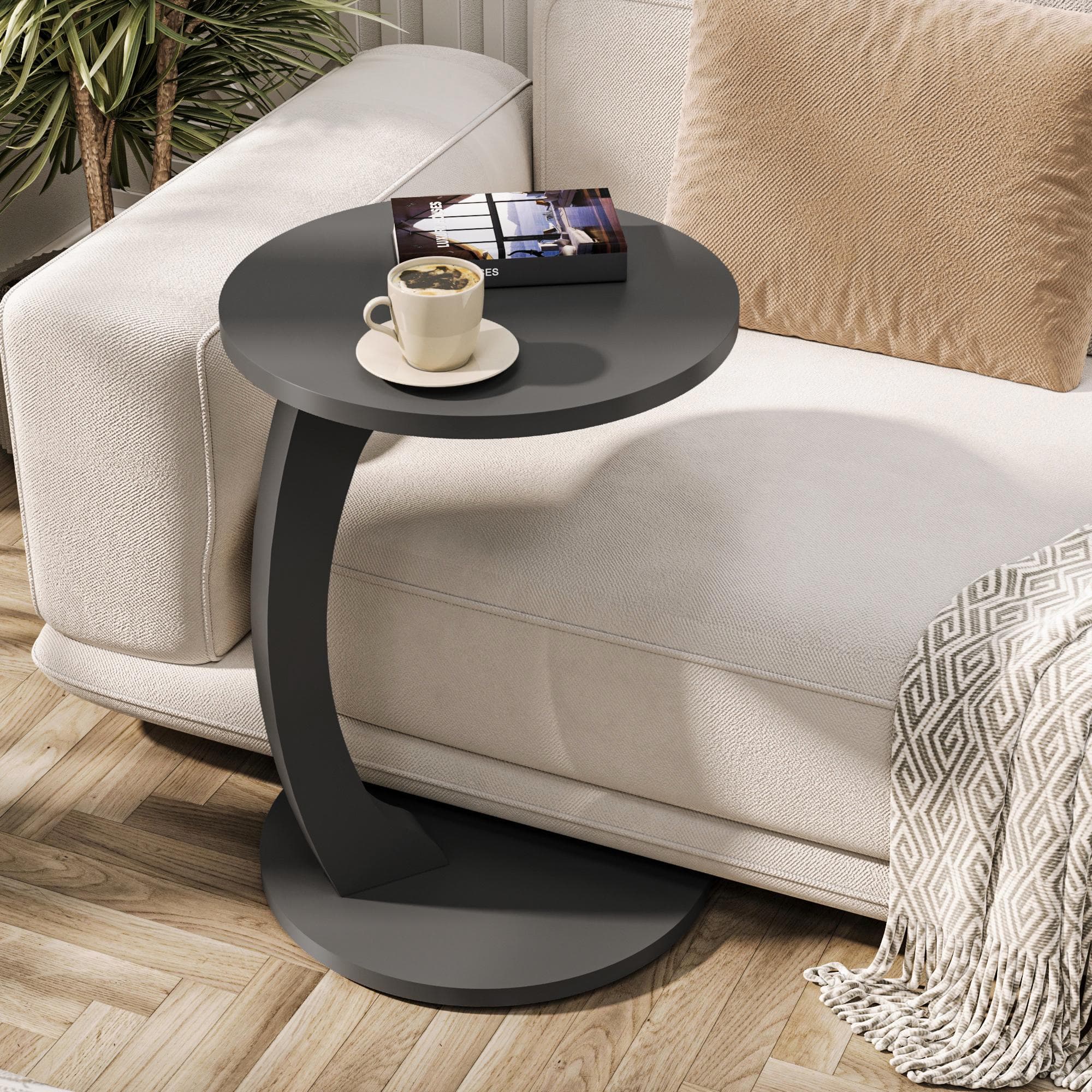 C-Shaped Wheeled Side Table: Living Room Couch Table, Laptop Stand - image 5