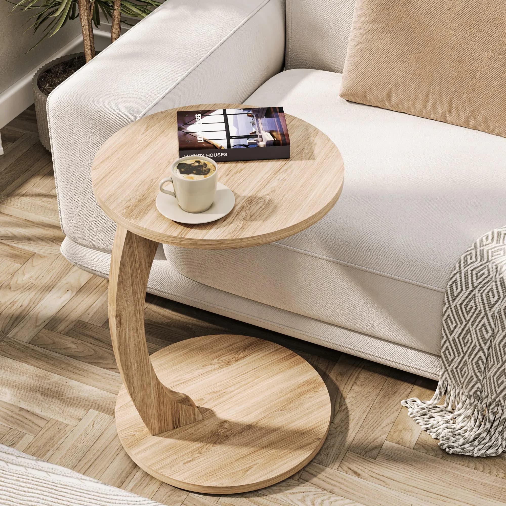 C-Shaped Wheeled Side Table: Living Room Couch Table, Laptop Stand - image 3