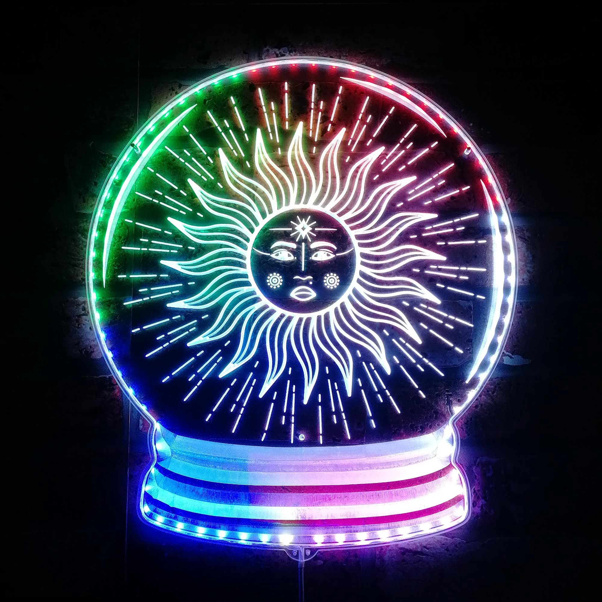 Mystical Crystal Ball Star Sun RGB Dynamic Glam LED Sign - Cut-to-Edge Shape - Smart 3D Wall Decoration - Multicolor - st06-fnd-i0204-c