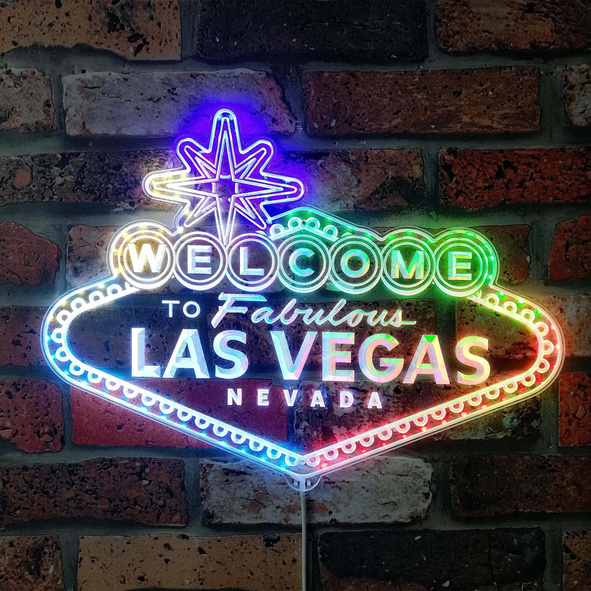 Welcome To Fabulous Las Vegas RGB Dynamic Glam LED Sign - Cut-to-Edge Shape - Smart 3D Wall Decoration - Multicolor - st06-fnd-i0304-c