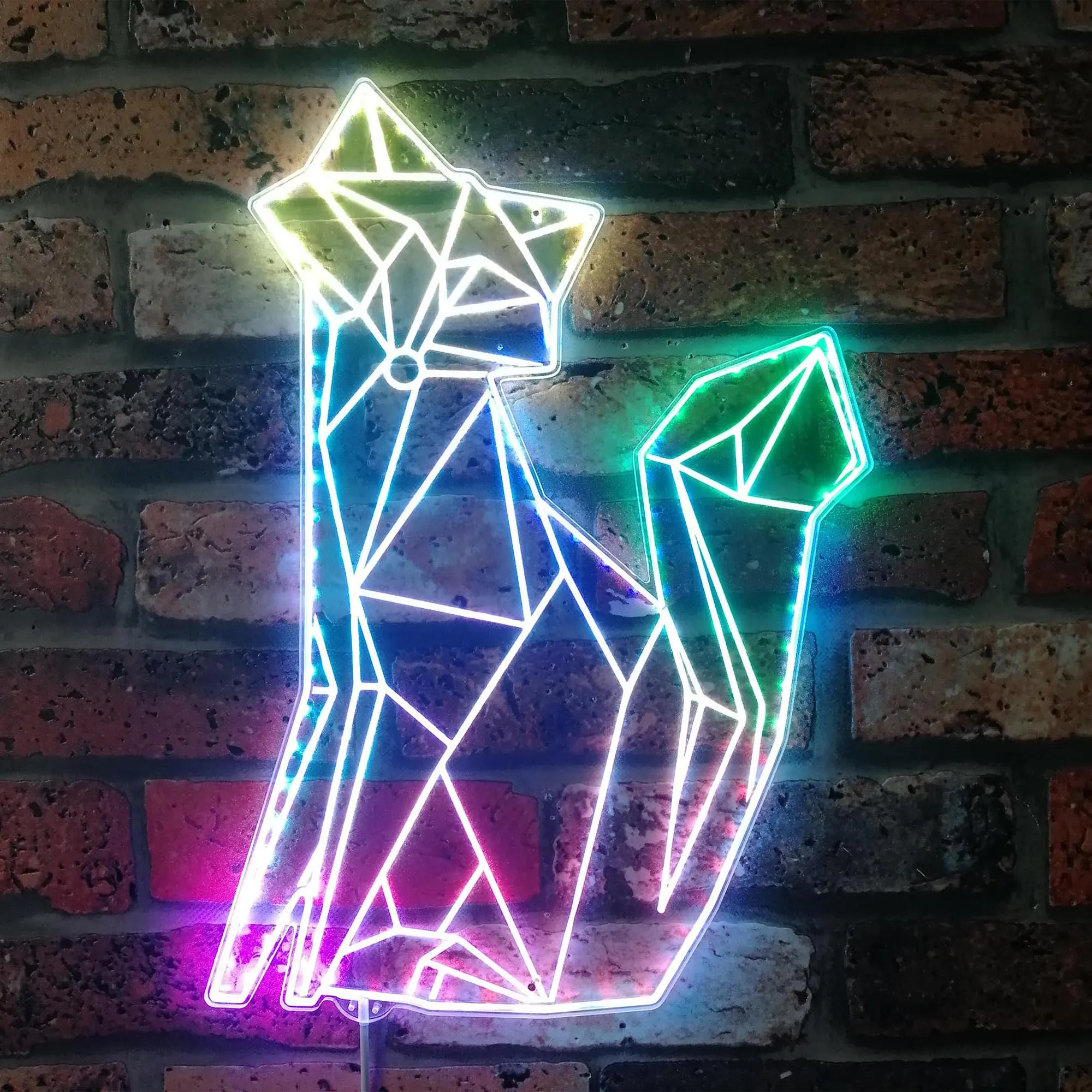 Fox Geometric RGB Dynamic Glam LED Sign - Cut-to-Edge Shape - Smart 3D Wall Decoration - Multicolor - st06-fnd-i0280-c