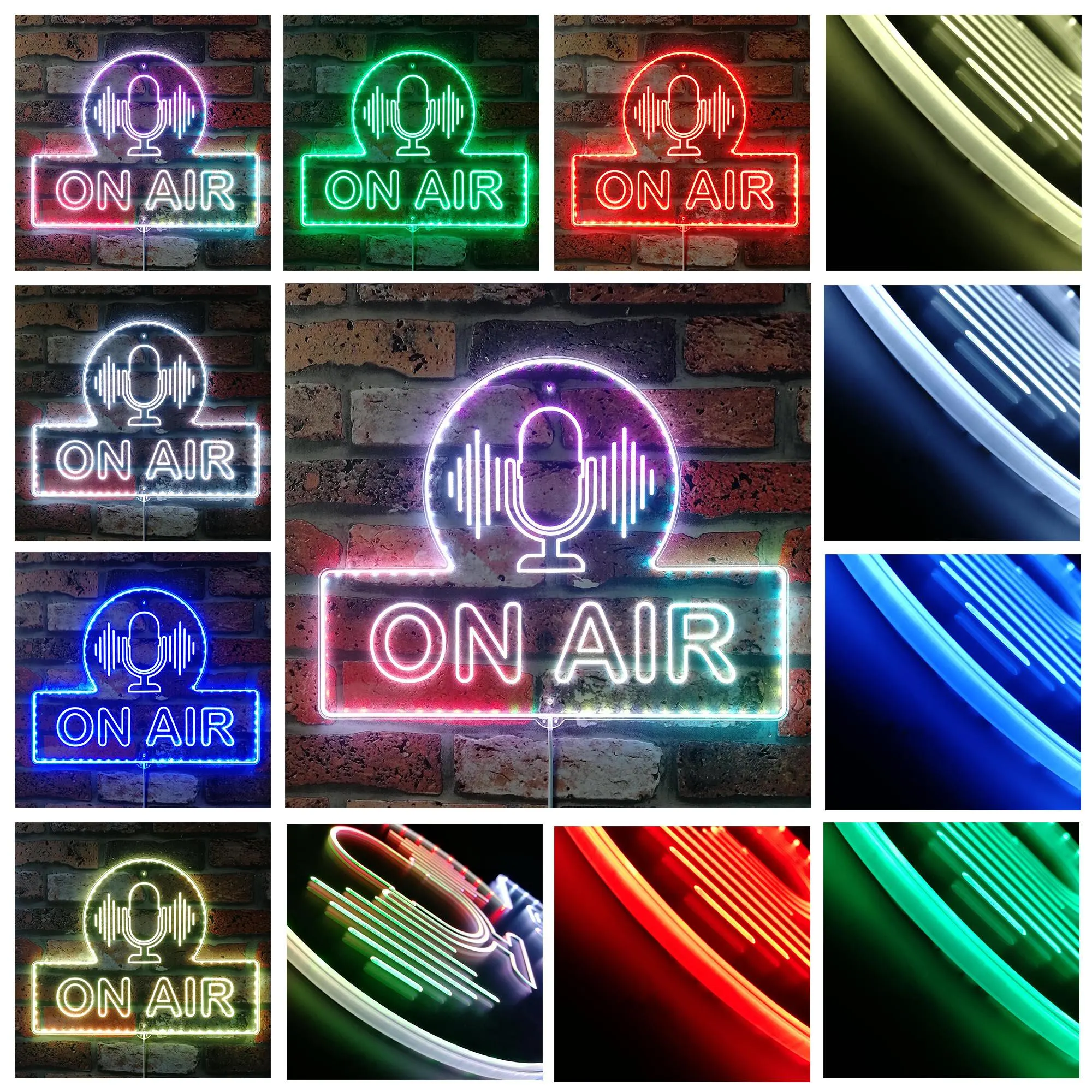 On Air Microphone RGB Dynamic Glam LED Sign - Cut-to-Edge Shape - Smart 3D Wall Decoration - Multicolor Dynamic Lighting st06-fnd-i0237-c - image 4