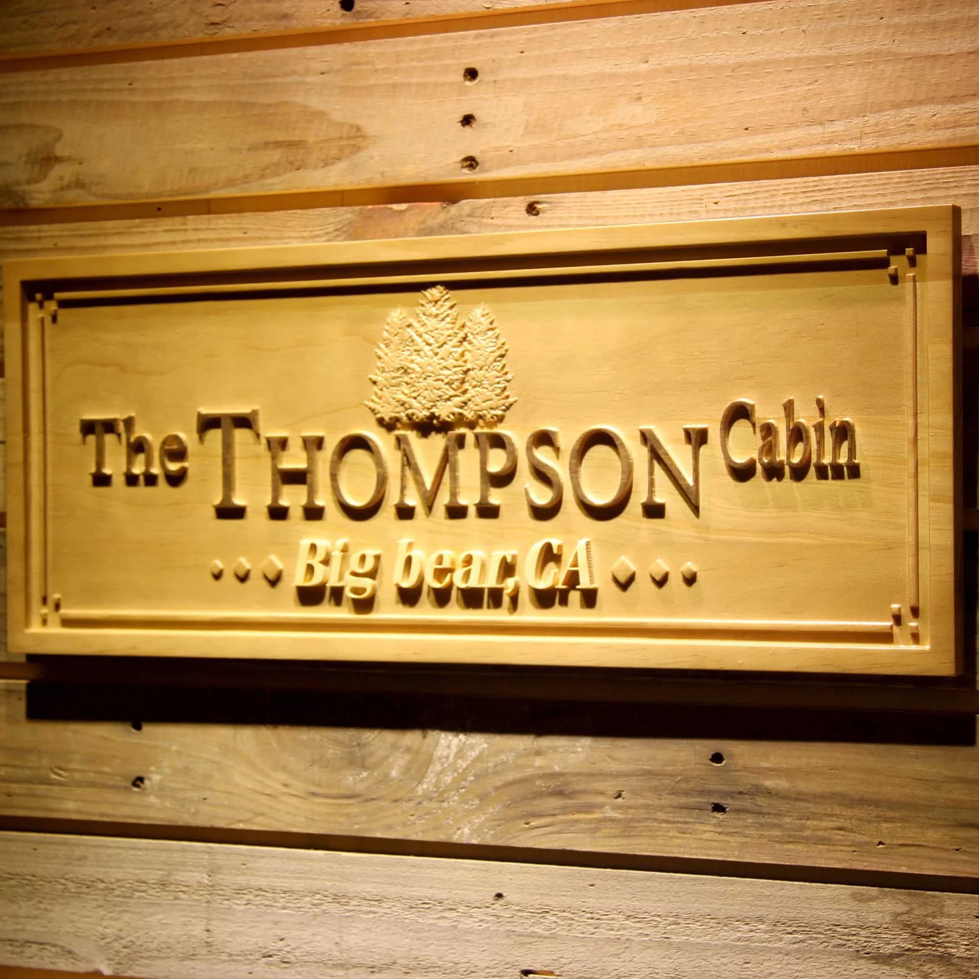 Personalized Cabin Sign | 3D Wood Engraved Forest House Name Sign - image 4