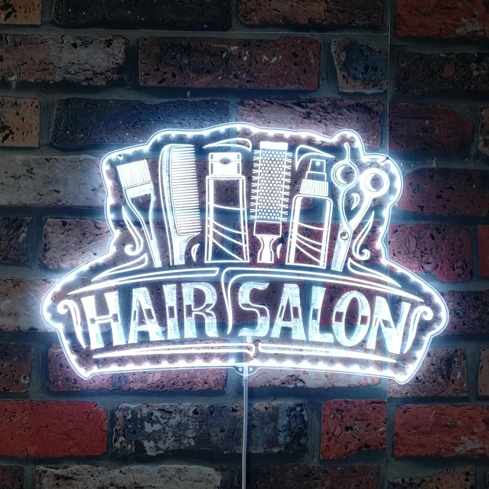 Hair Salon Accessories Equipment RGB Dynamic Glam LED Sign - Cut-to-Edge Shape - Smart 3D Wall Decoration - Multicolor - st06-fnd-i0089-c