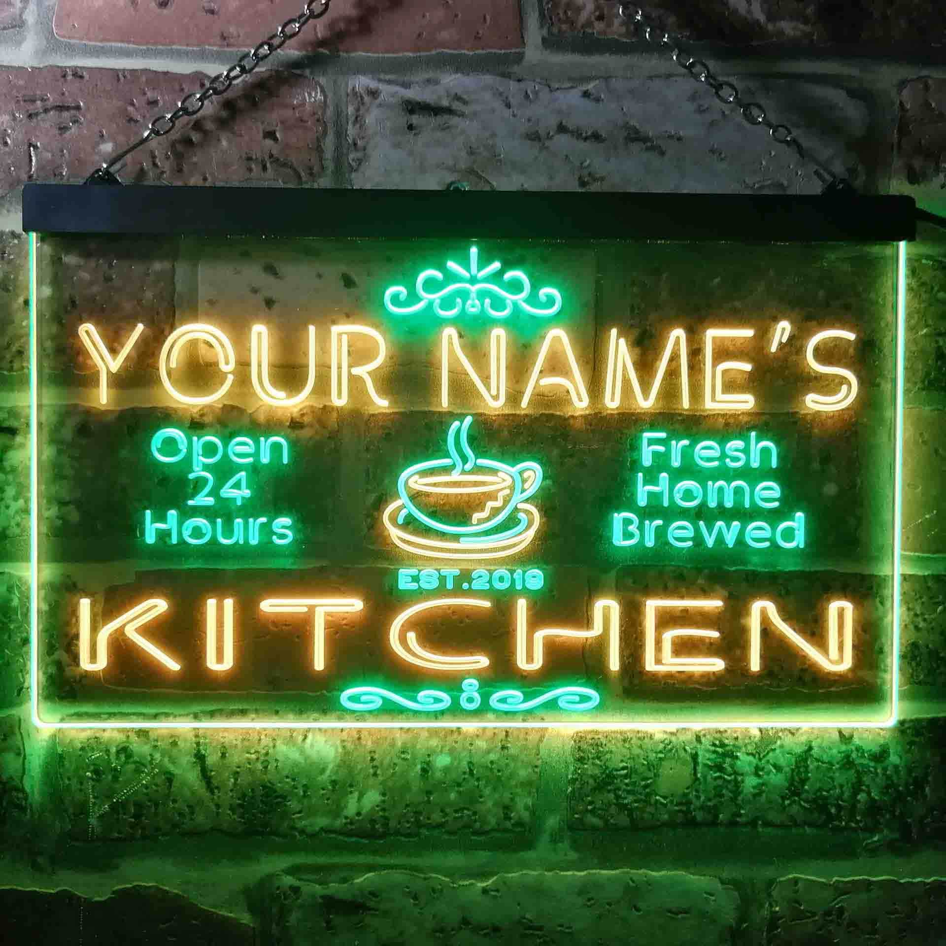 Personalized Your Name Est Year Theme Kitchen Coffee Deco Dual Color LED Neon Sign st6-pc1-tm