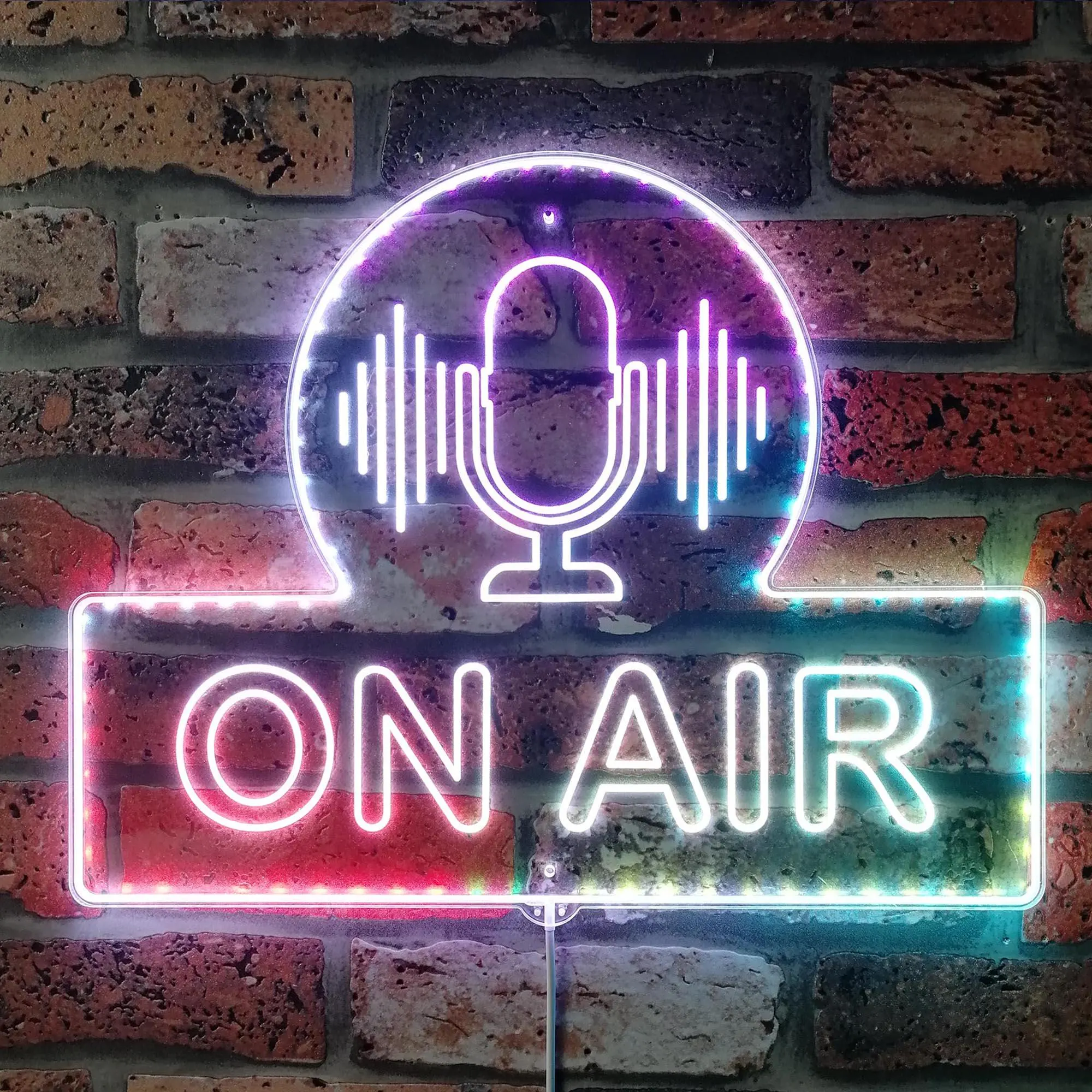On Air Microphone RGB Dynamic Glam LED Sign - Cut-to-Edge Shape - Smart 3D Wall Decoration - Multicolor Dynamic Lighting st06-fnd-i0237-c - image 3