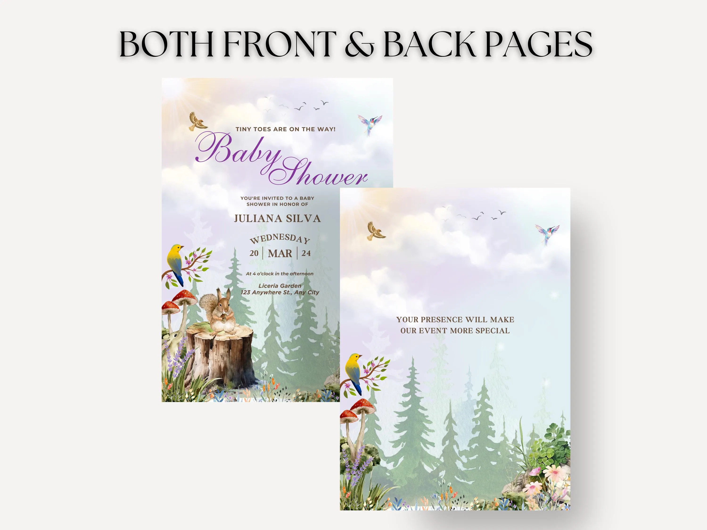 Animal Floral Baby Shower Invitation: Editable Canva Template (Digital) - image 5
