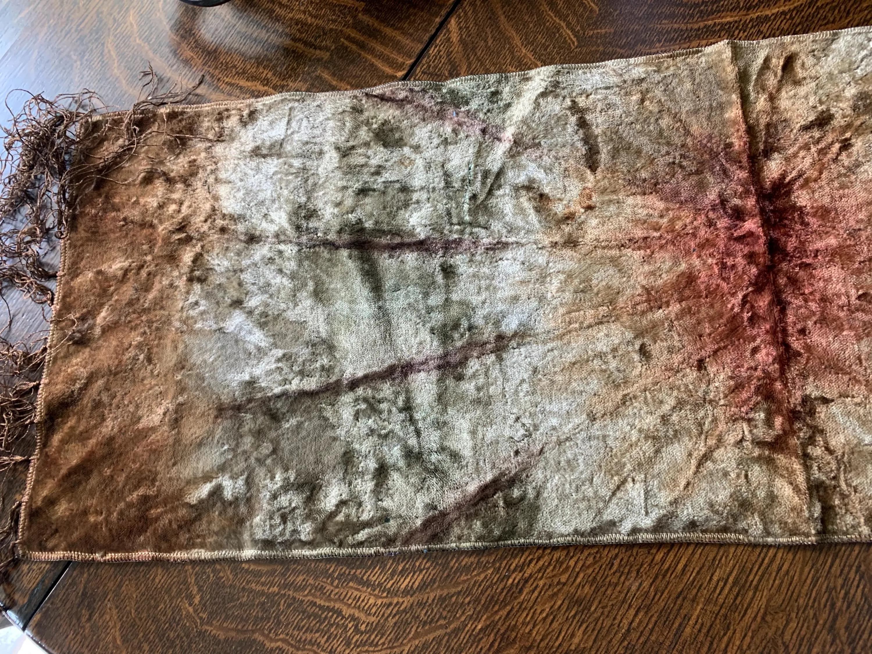 Antique Velvet Silk Batik Piano Scarf - image 3