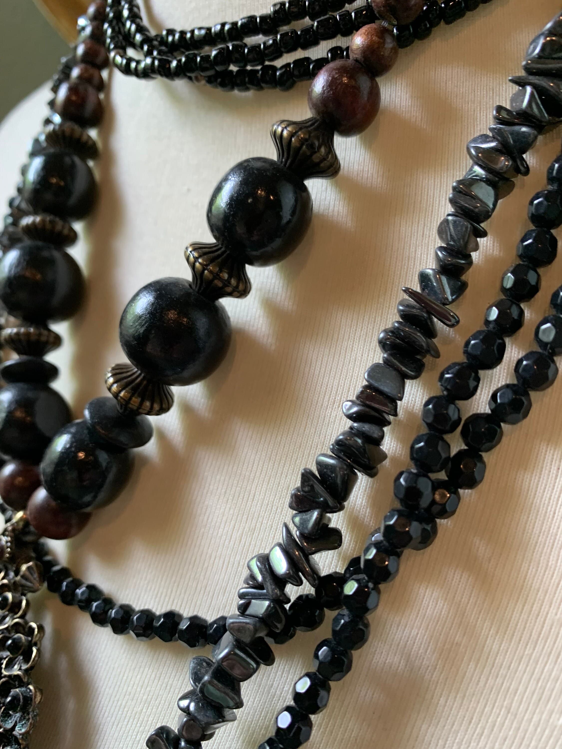 Vintage Black Costume Necklace Bundle with Hematite - image 5