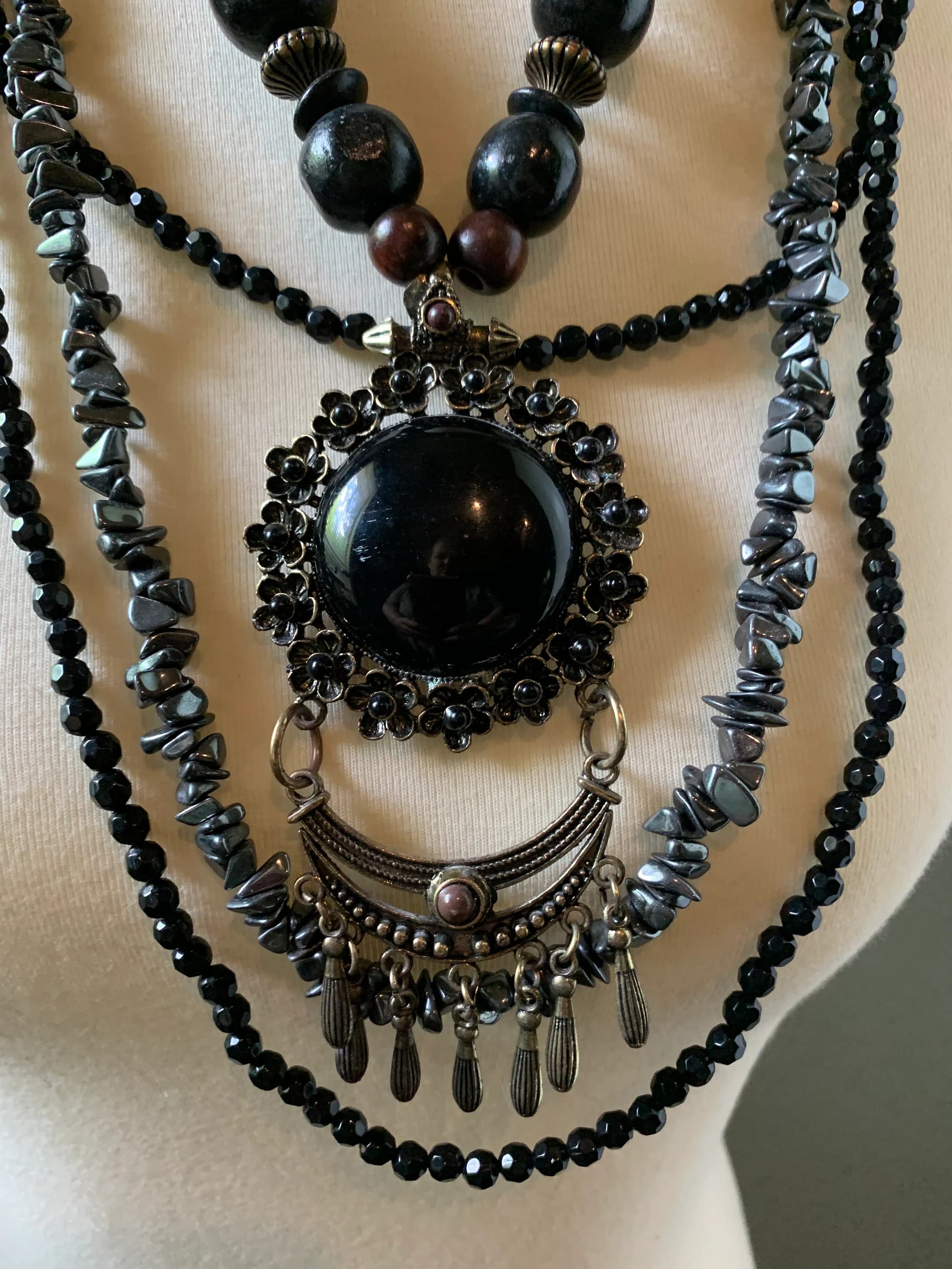 Vintage Black Costume Necklace Bundle with Hematite - image 2