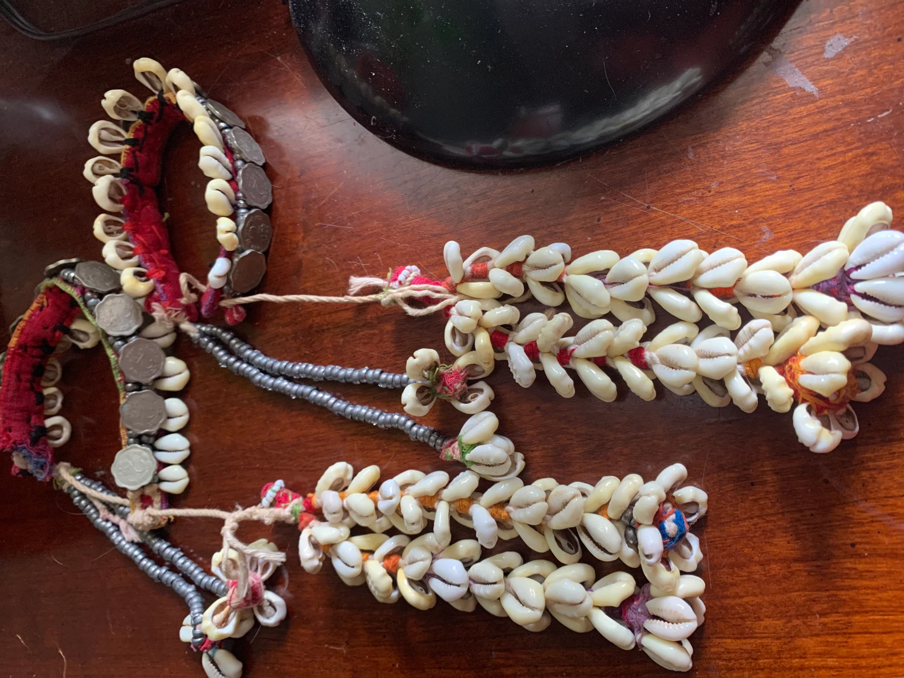 Rare Intact Set Vintage Pair Cowrie Shell Armbands