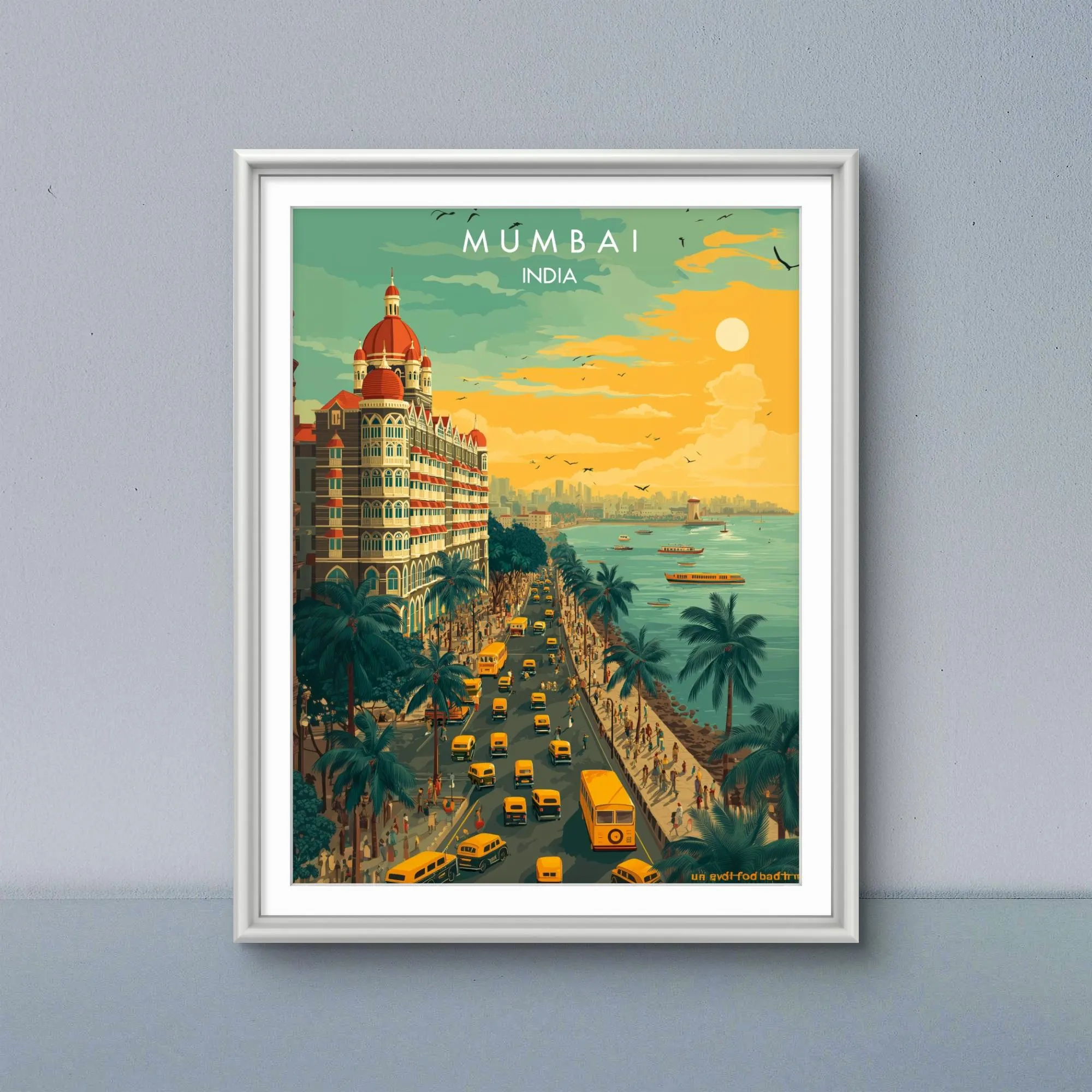Mumbai India Travel Poster: Vintage Vector Art Print (Digital Download