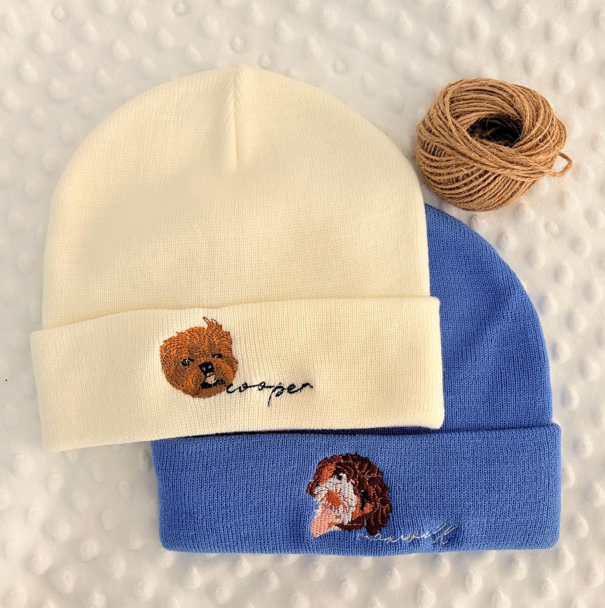 Embroidered Dog Cat Photo Beanie, Personalized Custom Christmas Gifts for Pet Lovers, Pet Portrait Beanie Gifts for Dog Mom 25120101