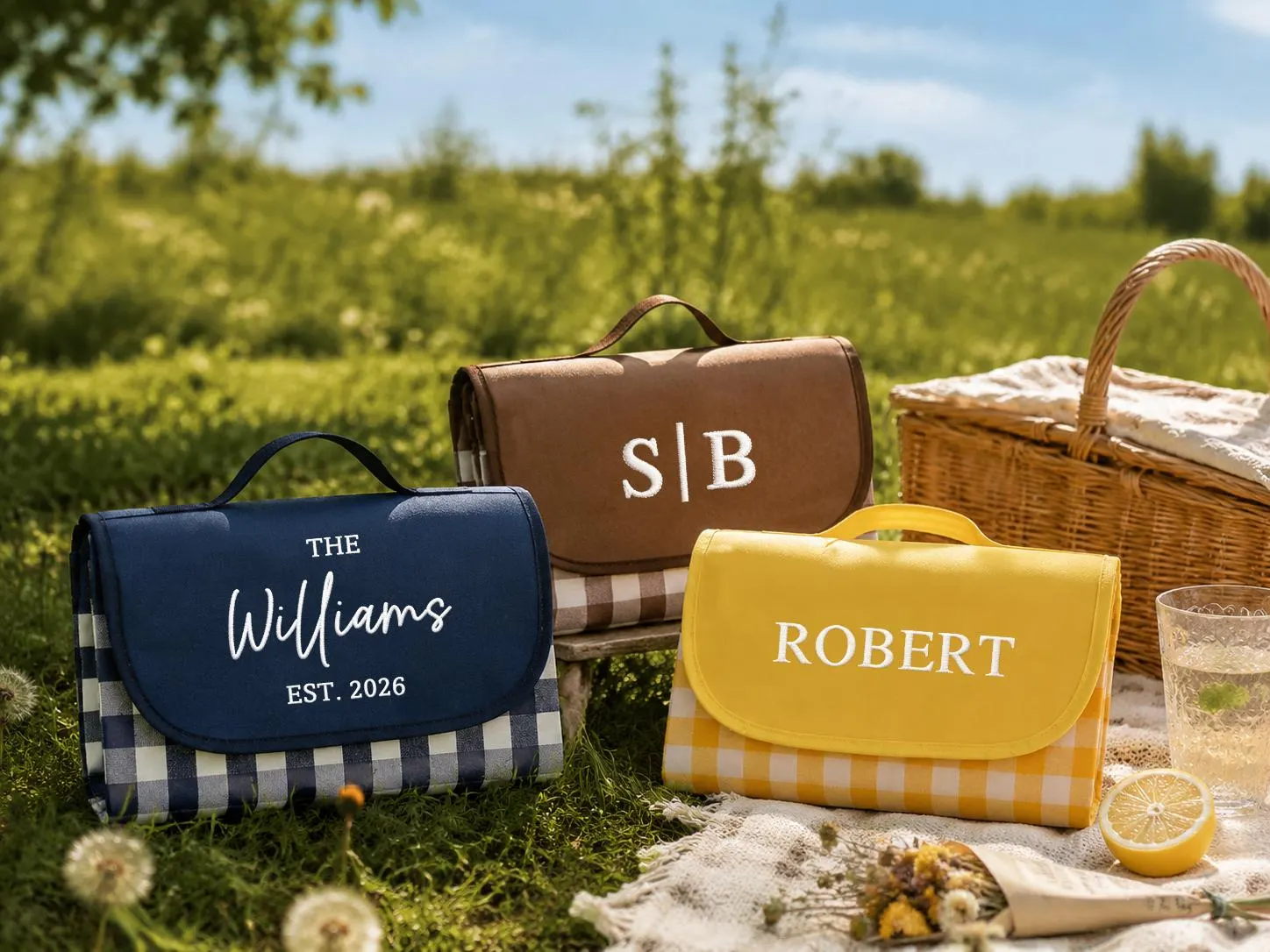 Custom Waterproof Camping Beach Blanket Mat, Custom Family Name Picnic, Wedding Gift For Couple LXY1607