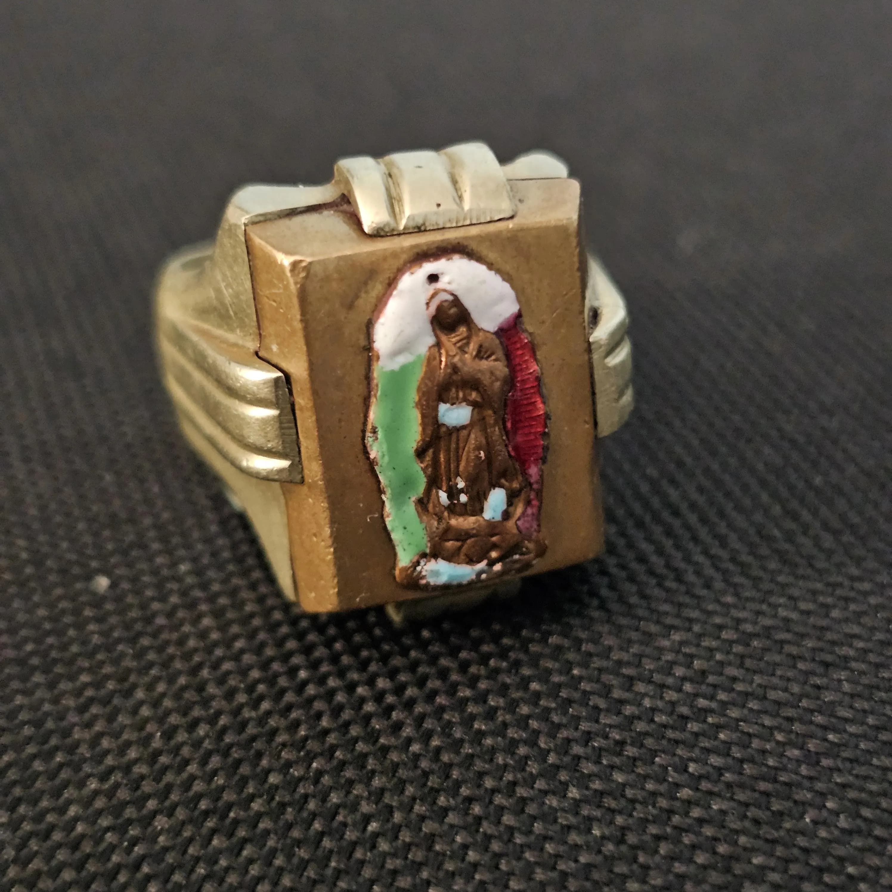 Mexican Biker Vintage Ring Brass Size 9 1/2 JR 806