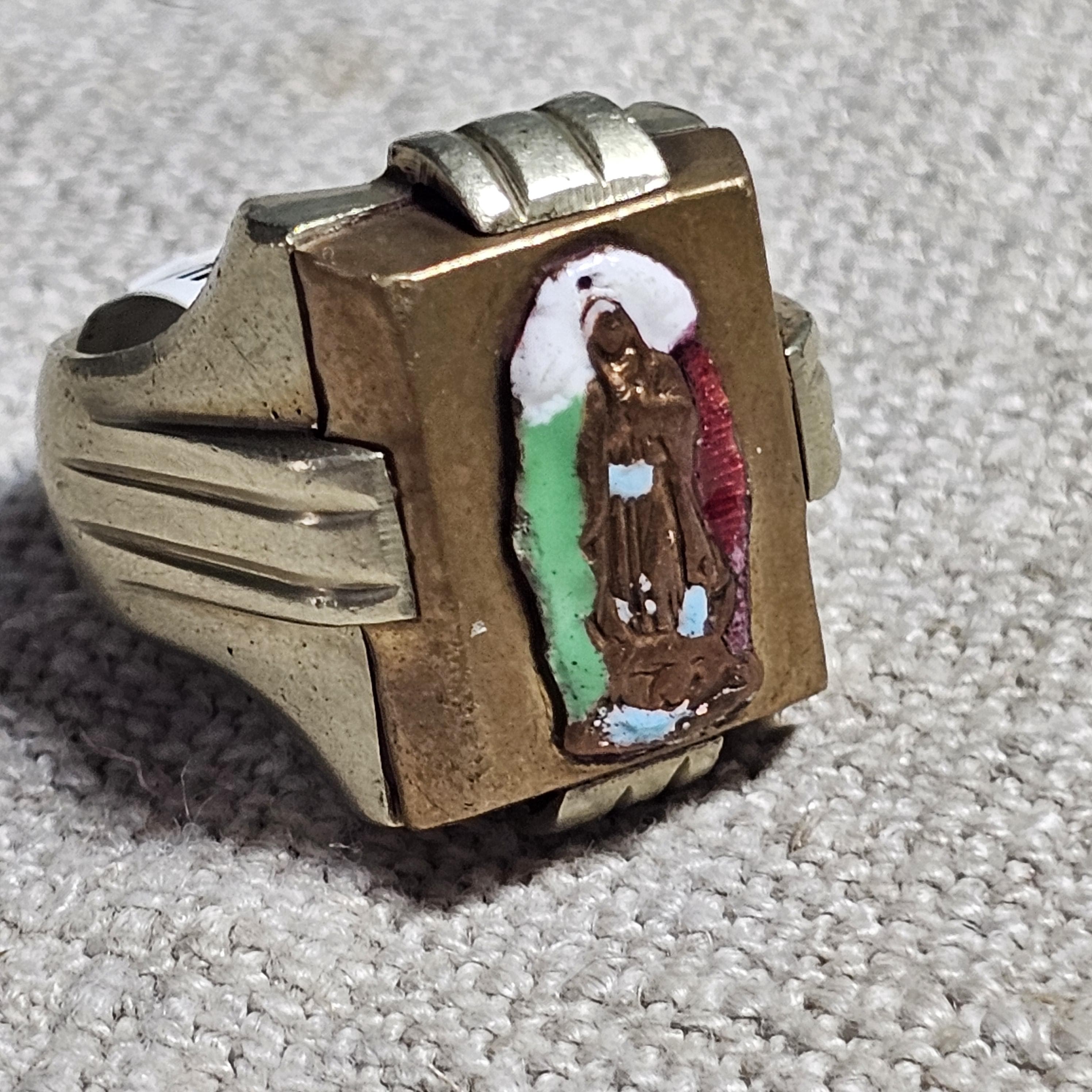 Mexican Biker Vintage Ring Brass Size 9 1/2 JR 806 - image 2