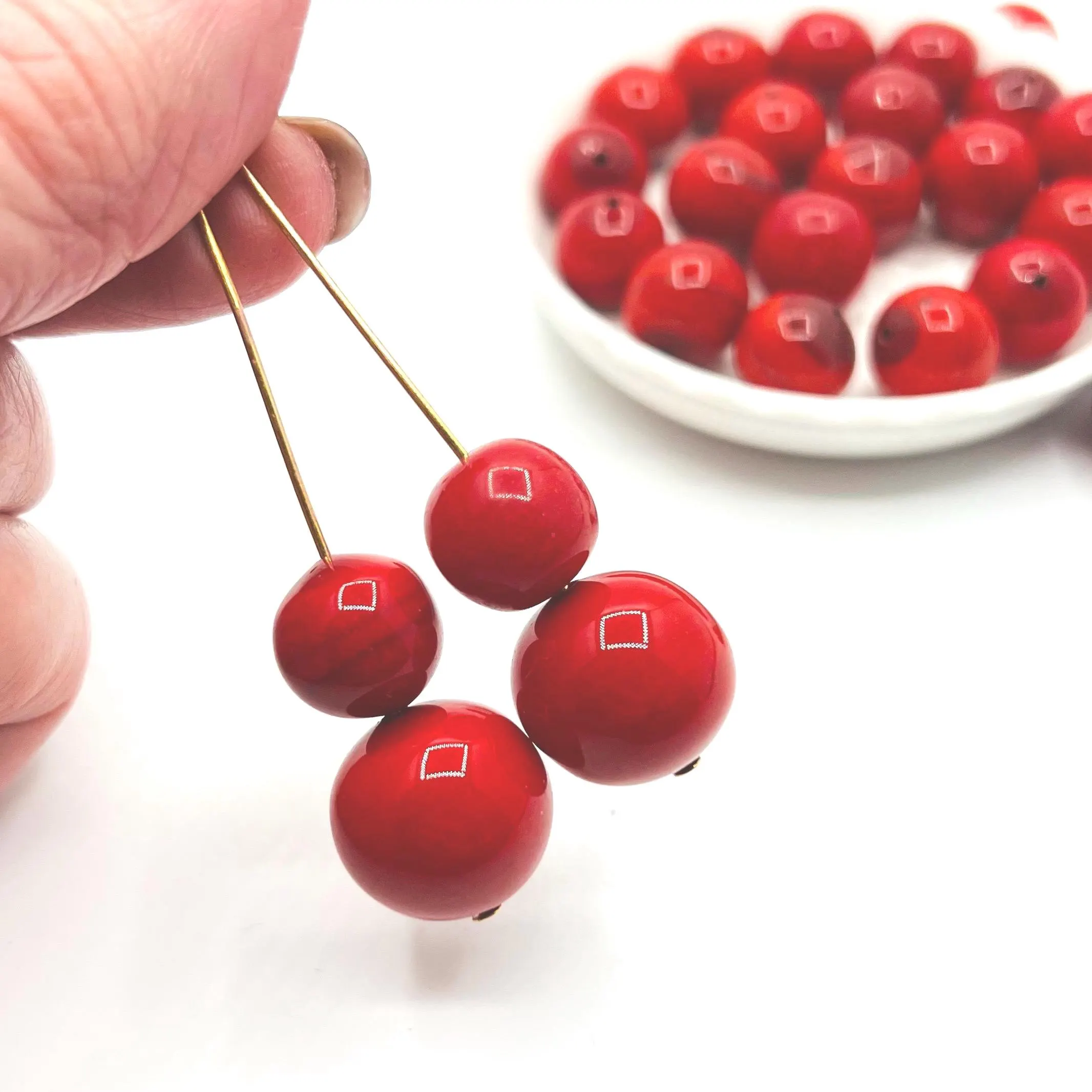 10 vintage Venetian beads, Murano glass beads from an old stock, lampwork beads for jewelry making, cherry red handmade beads, italian glass - image 5