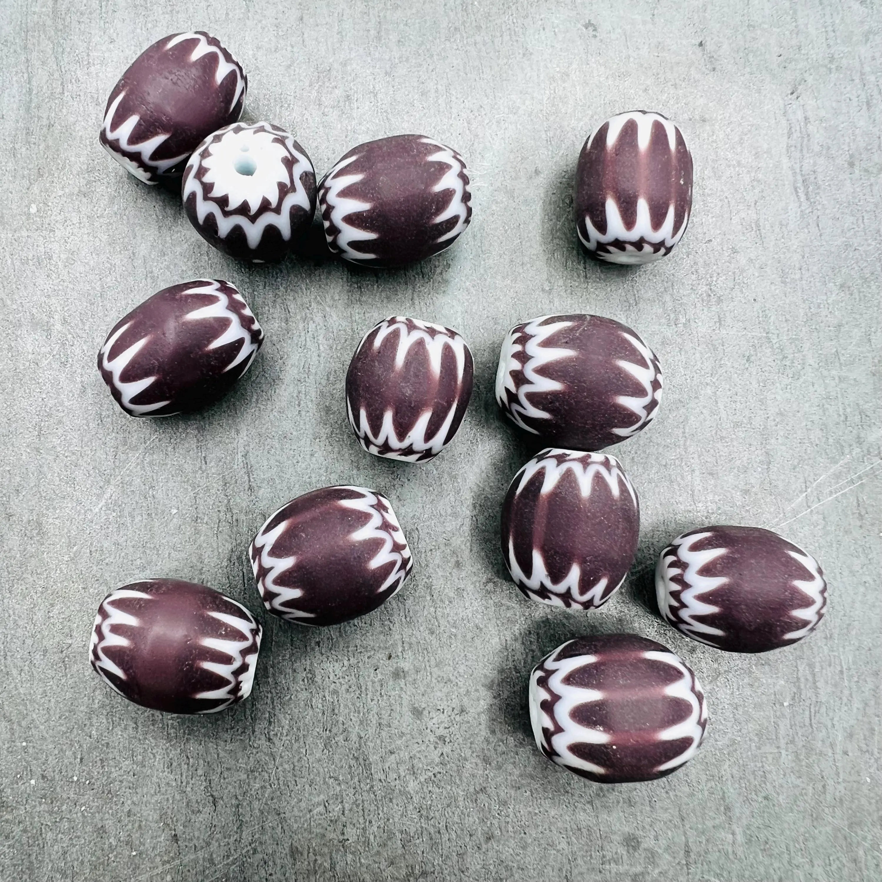 Rare old chevron bead, 4-layer small rosetta, purple brown Venetian glass chevron, vintage African decorated trade bead for jewelry making - image 4