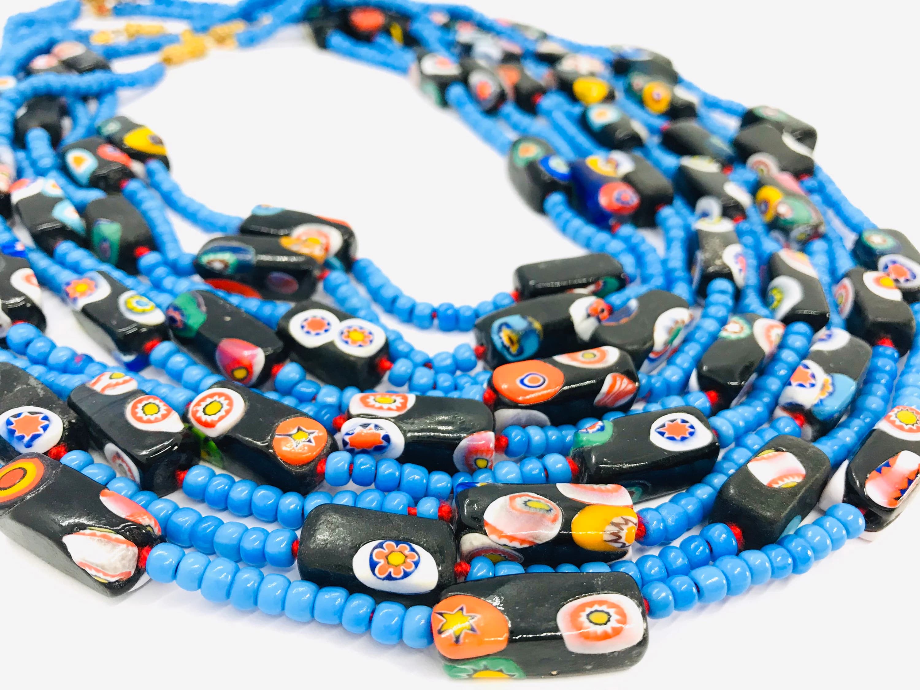 Vintage Venetian necklace with millefiori beads and murano glass beads, handmade glass jewellery, short beaded necklace, gift for her - image 5
