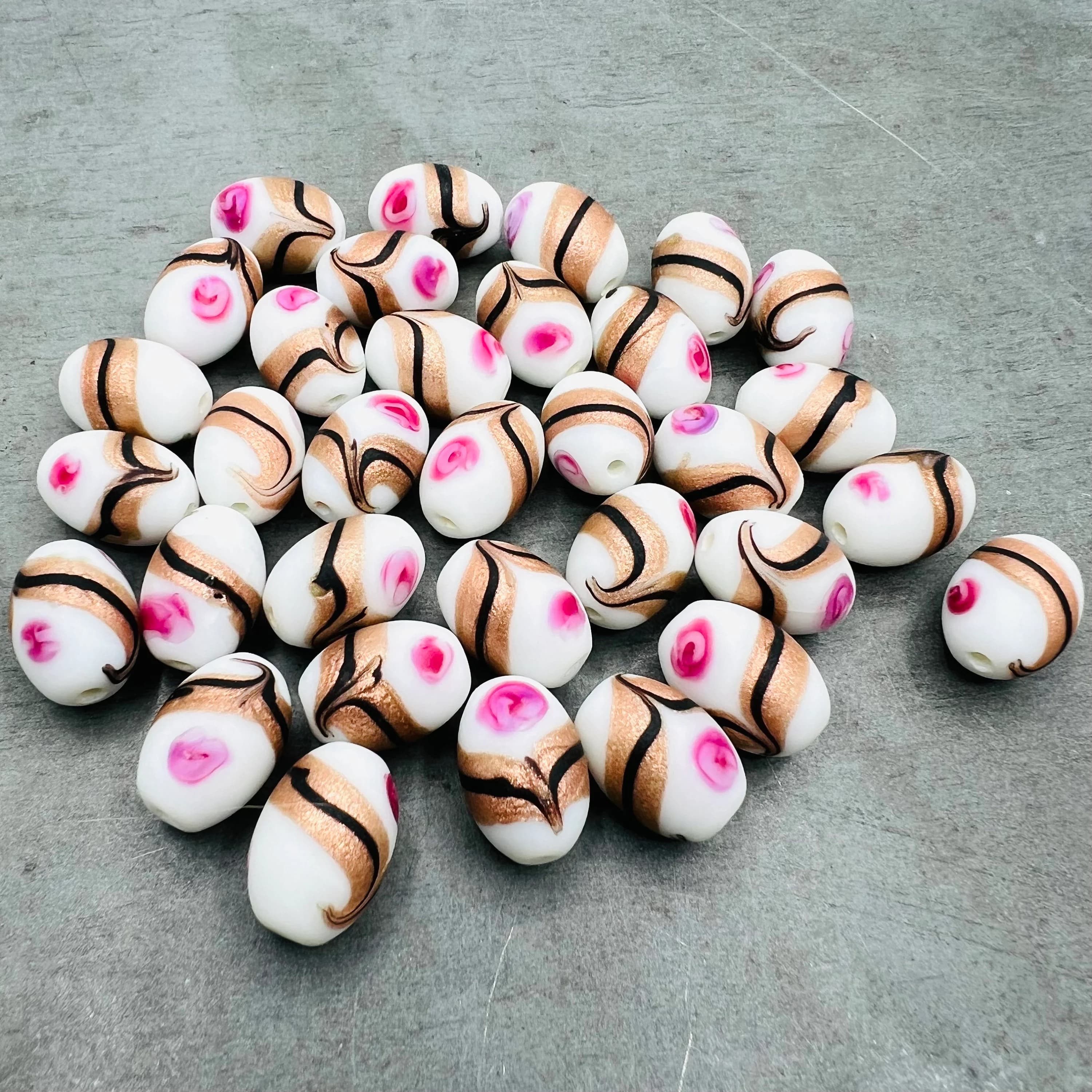 2 Venetian wedding cake beads, vintage Murano glass beads, fiorato beads, lampwork beads, Venetian glass beads, handmade flower beads - image 5