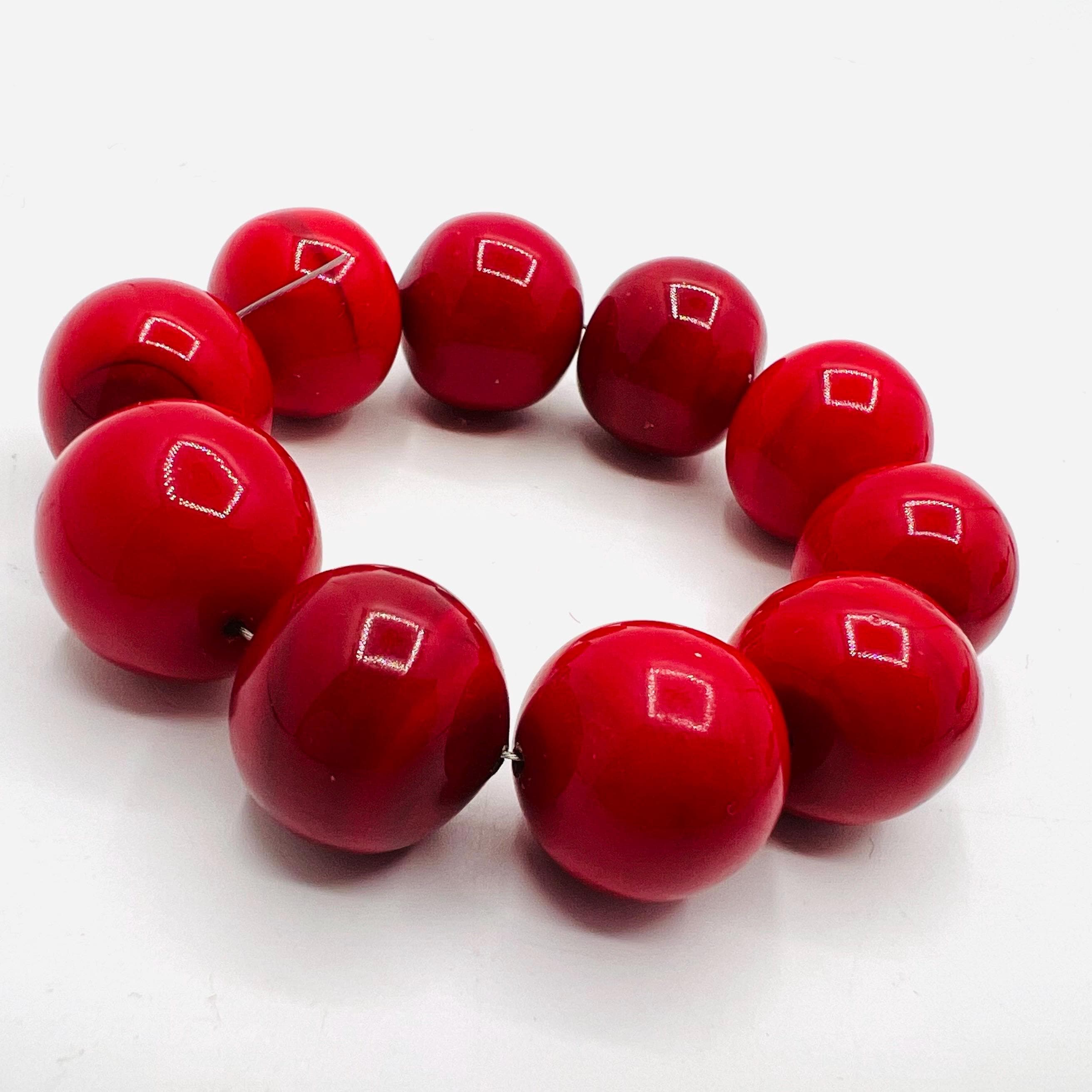 10 vintage Venetian beads, Murano glass beads from an old stock, lampwork beads for jewelry making, cherry red handmade beads, italian glass - image 4