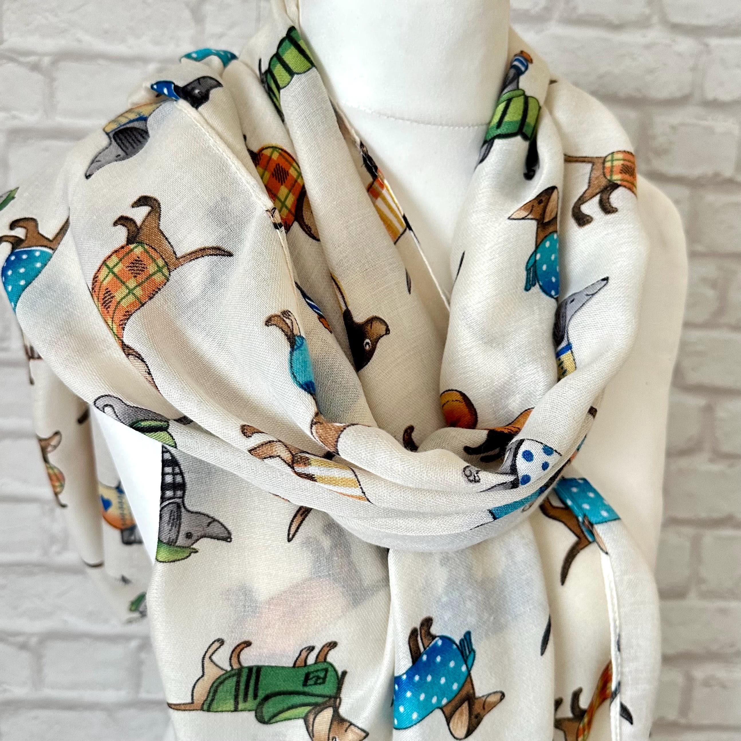 Dog Print Scarf: Lightweight Cotton Blend, Animal Lover Gift - image 5
