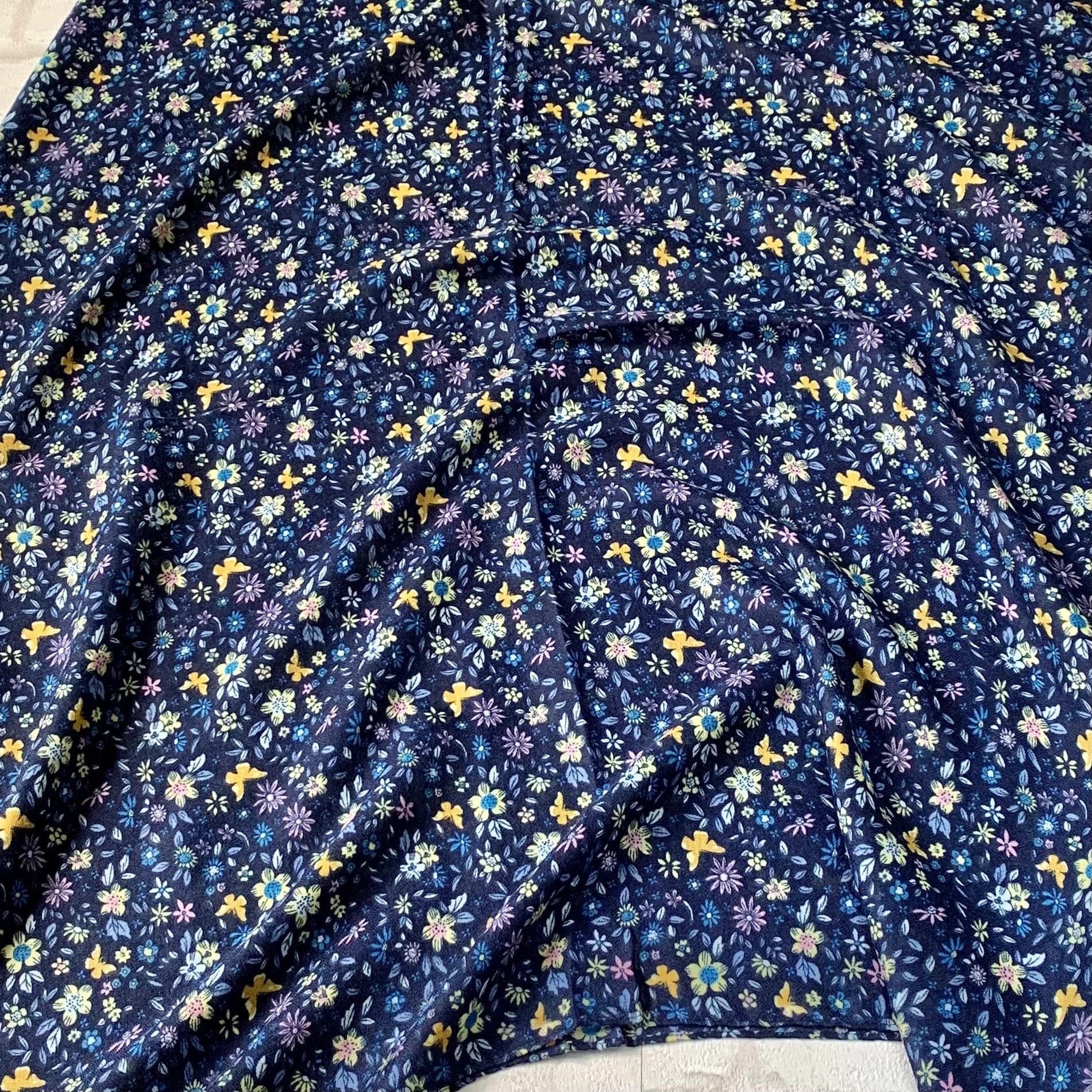 Navy Floral Print Scarf: Cotton Blend Tassel Scarf - Gift Box Option - image 3