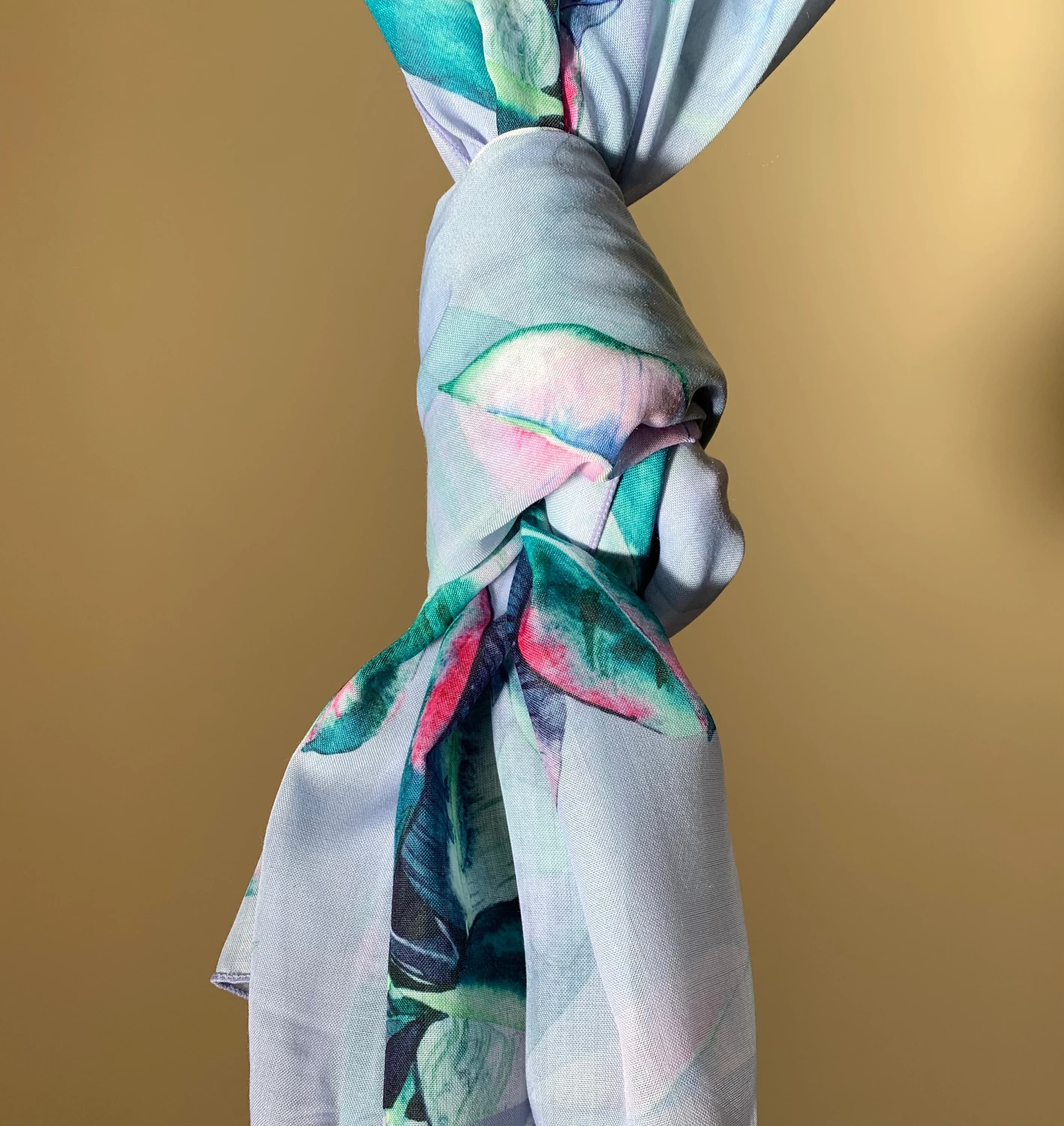 Handmade Floral Print Cotton Scarf: Sea Green Beach Sarong - image 5