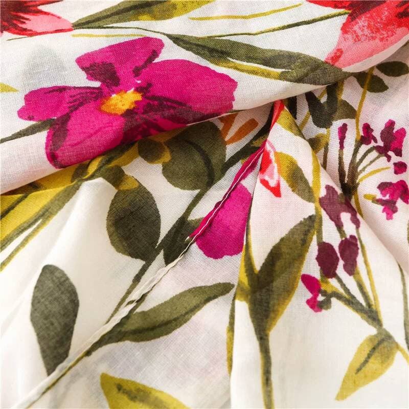 Floral Cotton Scarf with Tassels: Lightweight Garden Print - image 5