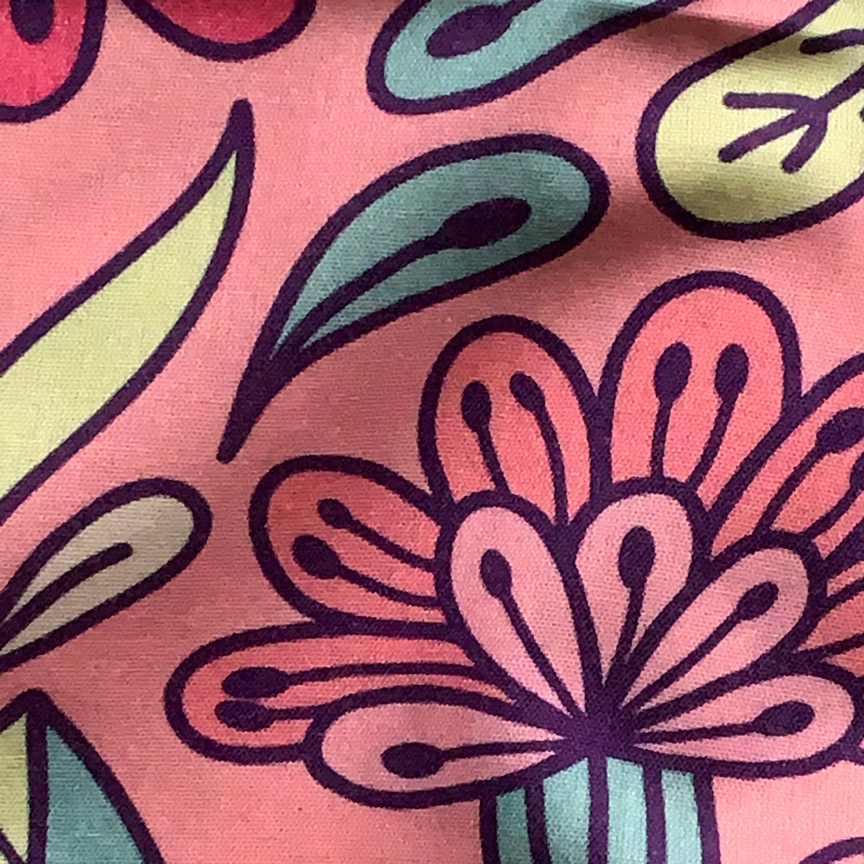 Pink Leaf Indian Cotton Scarf: Vintage Floral Shawl Wrap - image 5
