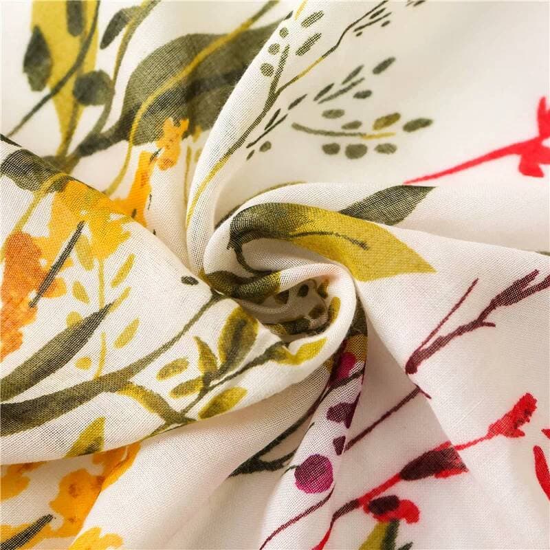 Floral Cotton Scarf with Tassels: Lightweight Garden Print - image 4