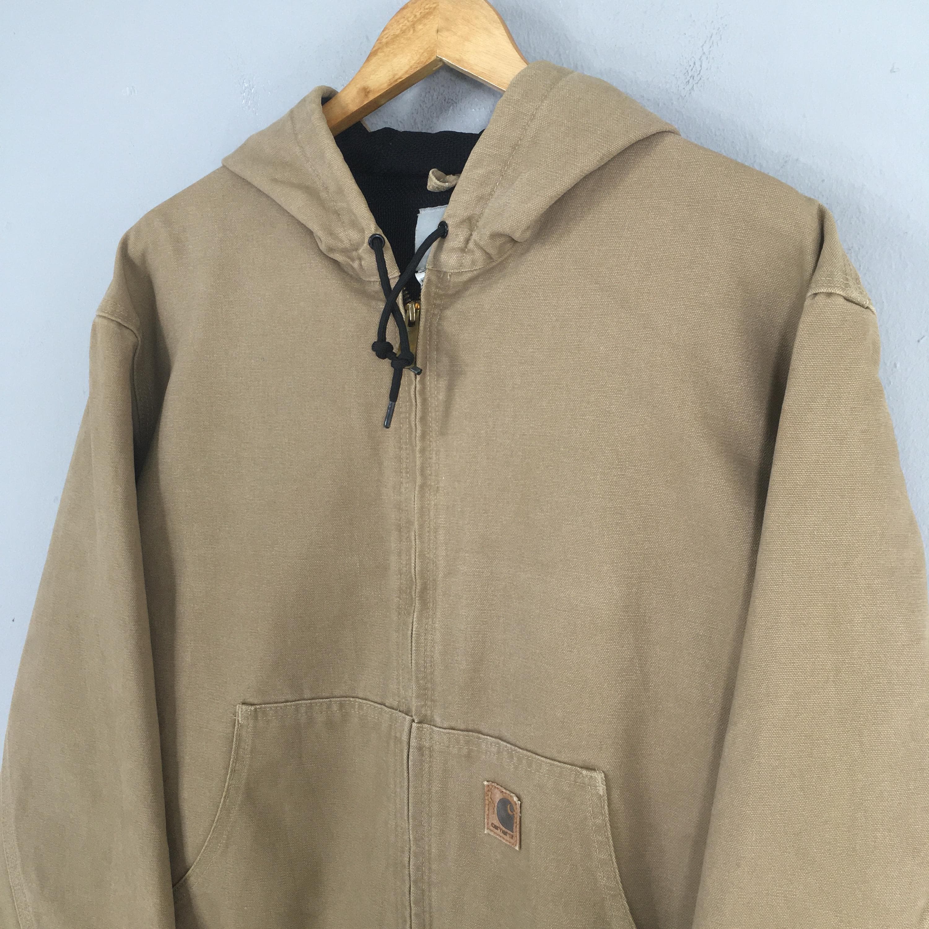Vintage 90s Carhartt Hoodie Jacket Mens XLarge Carhartt Detroit Chore Duck Brown Denim Jacket Zipper Carhartt Work Wear Jacket Size XL - image 5