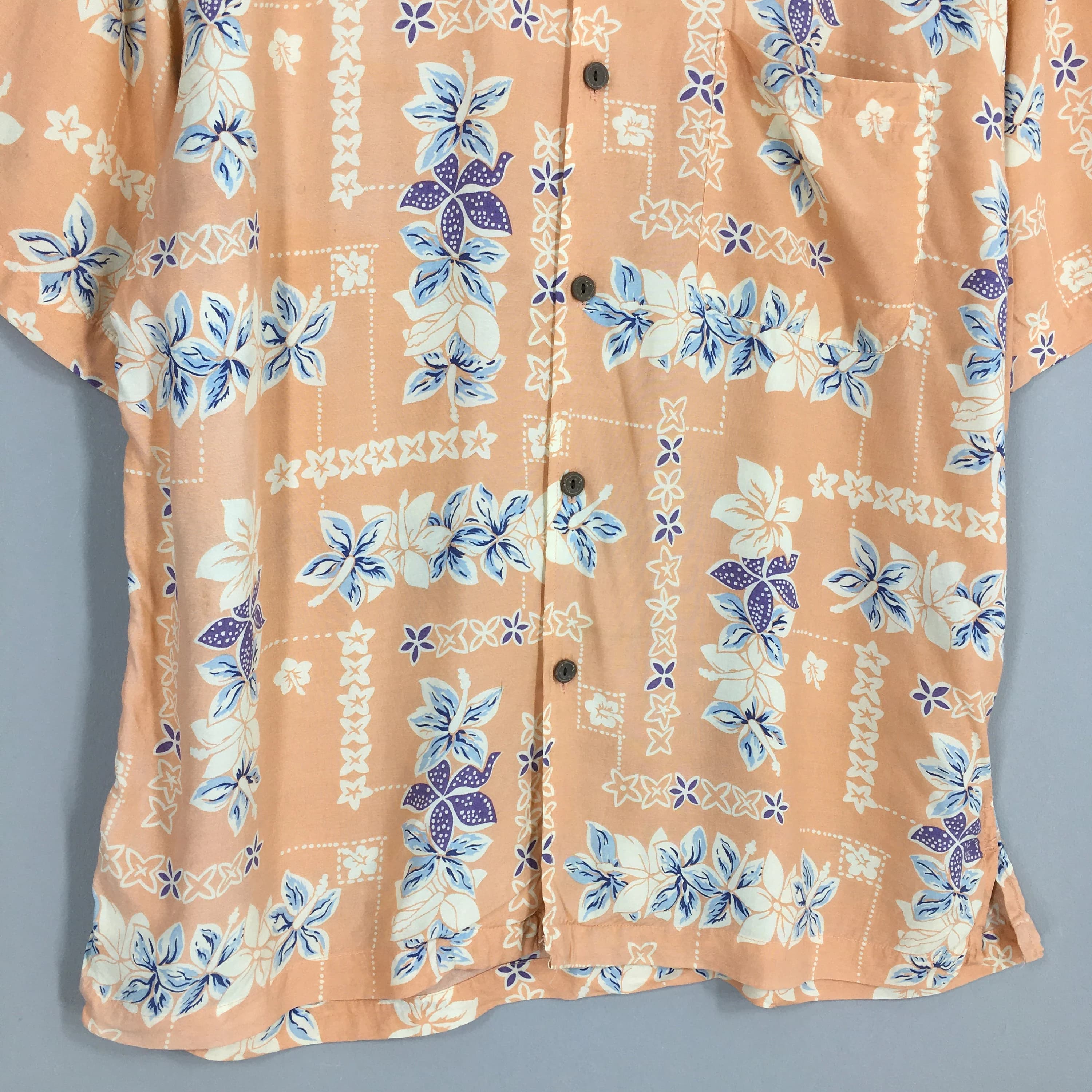 Vintage Hawaiian Hibiscus Flower Tropical Hawaii Shirt Medium Aloha Sailing Beach Honolulu Guam Beach Party Surfing Rayon Button Up Size M - image 5