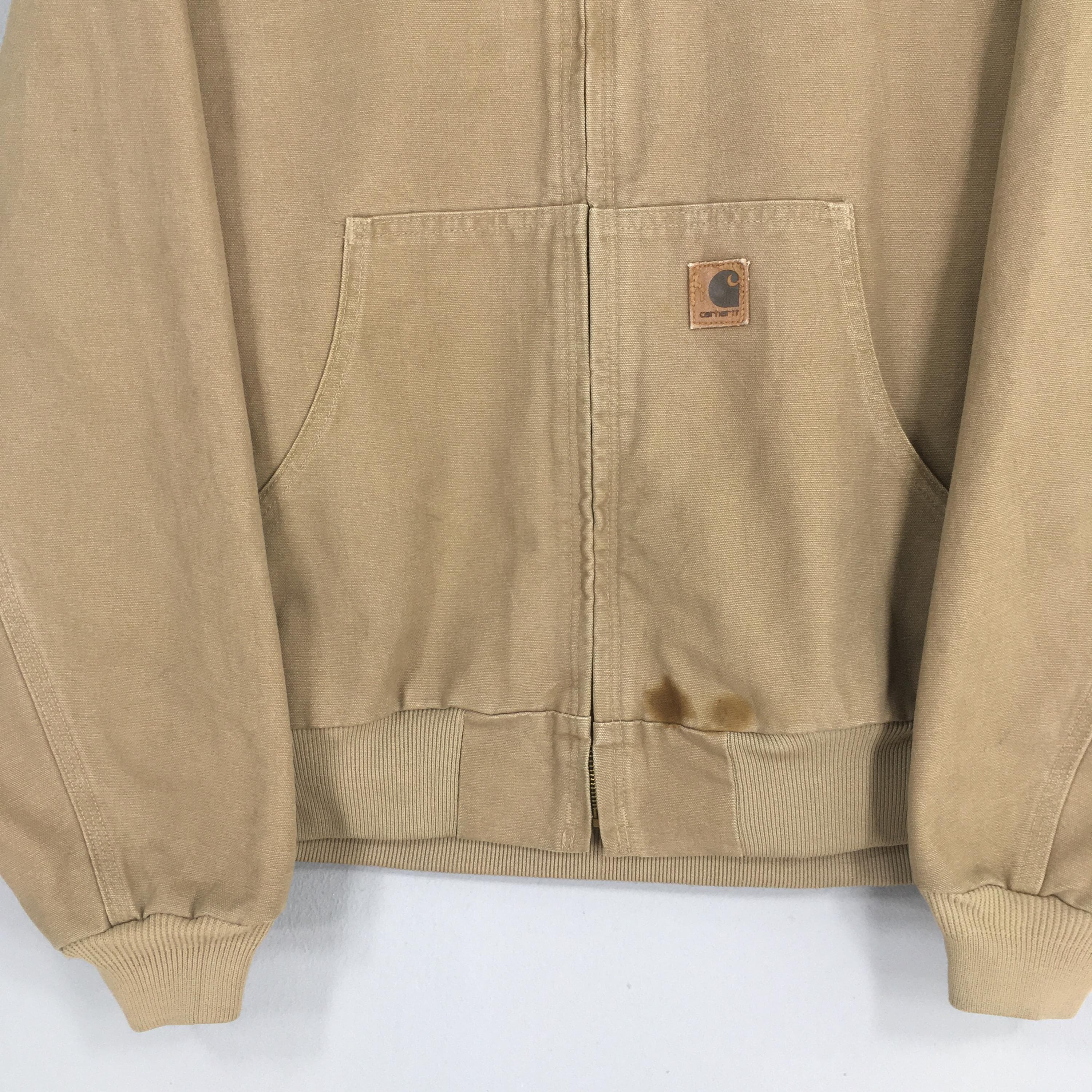 Vintage 90s Carhartt Hoodie Jacket Mens XLarge Carhartt Detroit Chore Duck Brown Denim Jacket Zipper Carhartt Work Wear Jacket Size XL - image 4