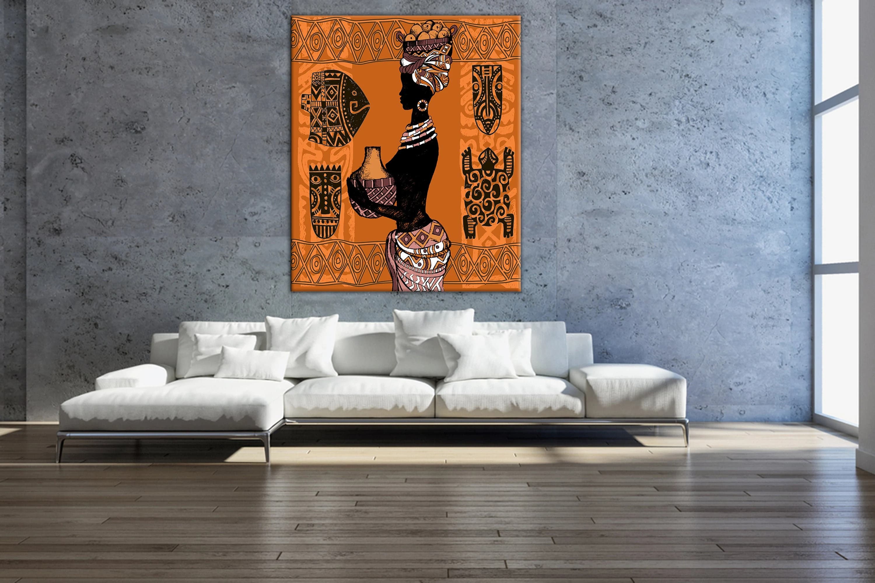 Abstract African Woman Canvas Print: Tribal Masks Wall Art - image 5