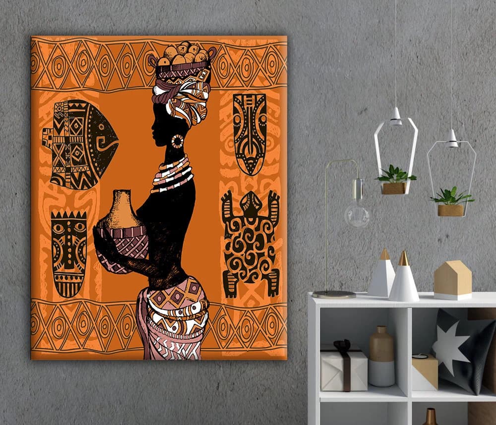 Abstract African Woman Canvas Print: Tribal Masks Wall Art - image 4