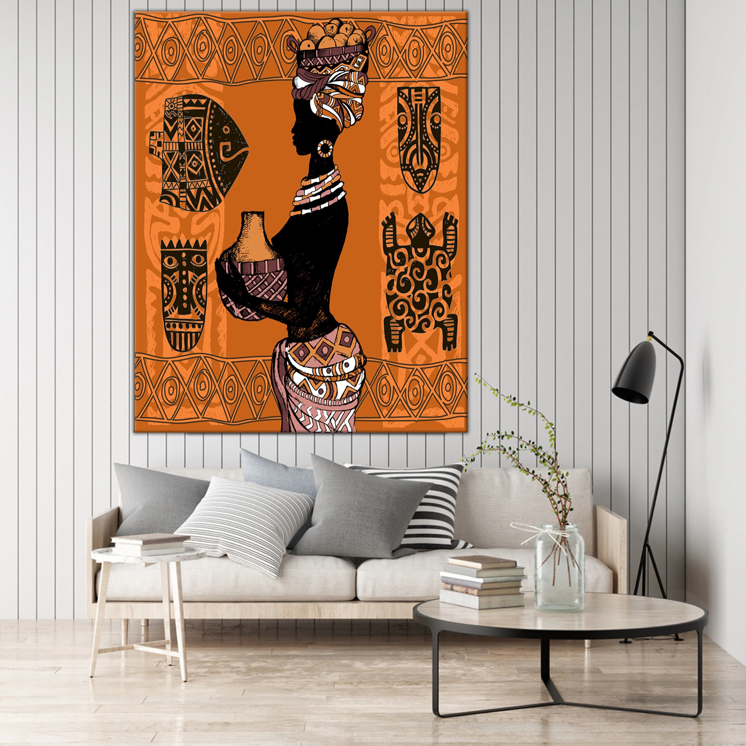 Abstract African Woman Canvas Print: Tribal Masks Wall Art - image 3