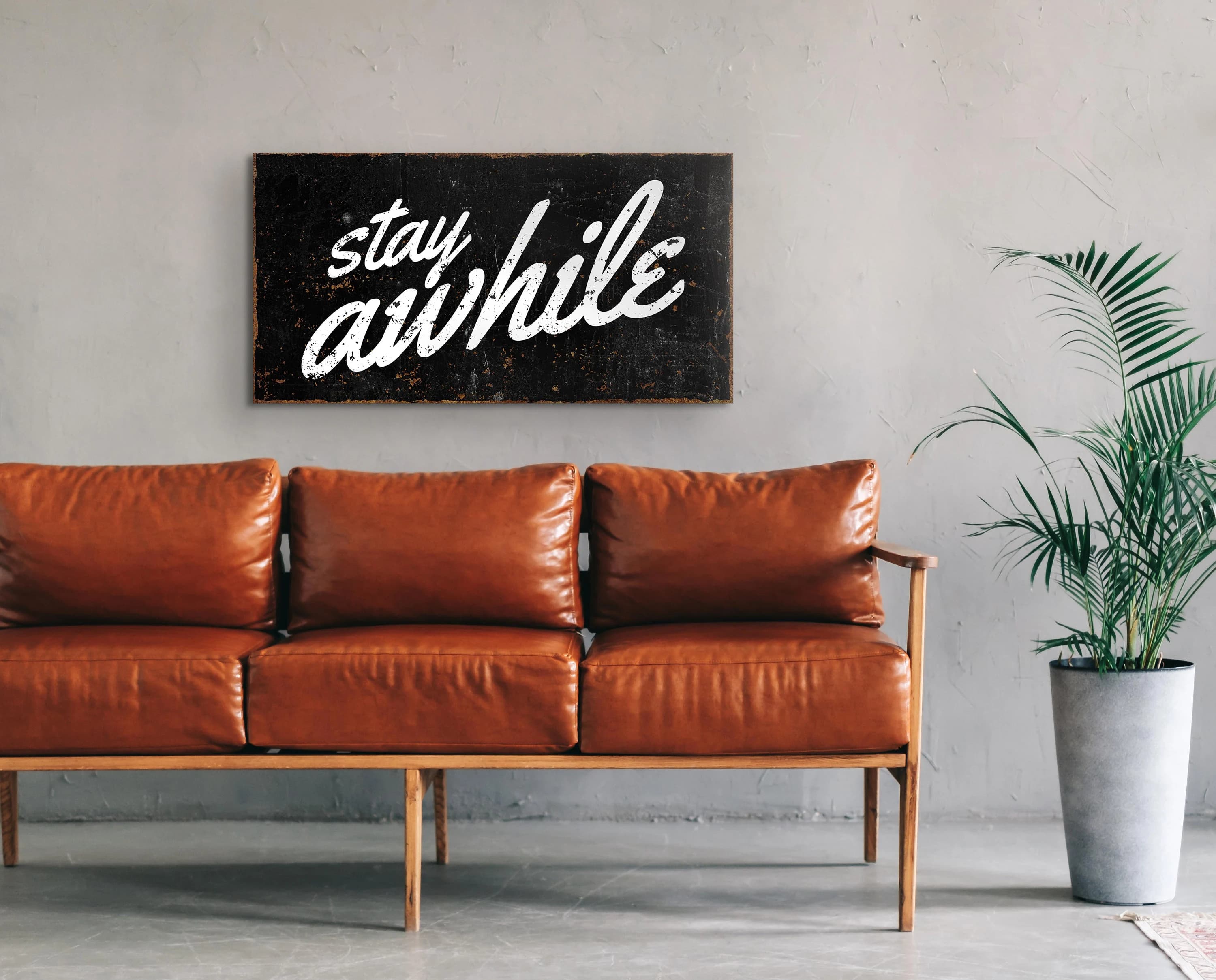 Stay Awhile Sign, Rustic Farmhouse Decor, Handmade Canvas Wall Art - image 5