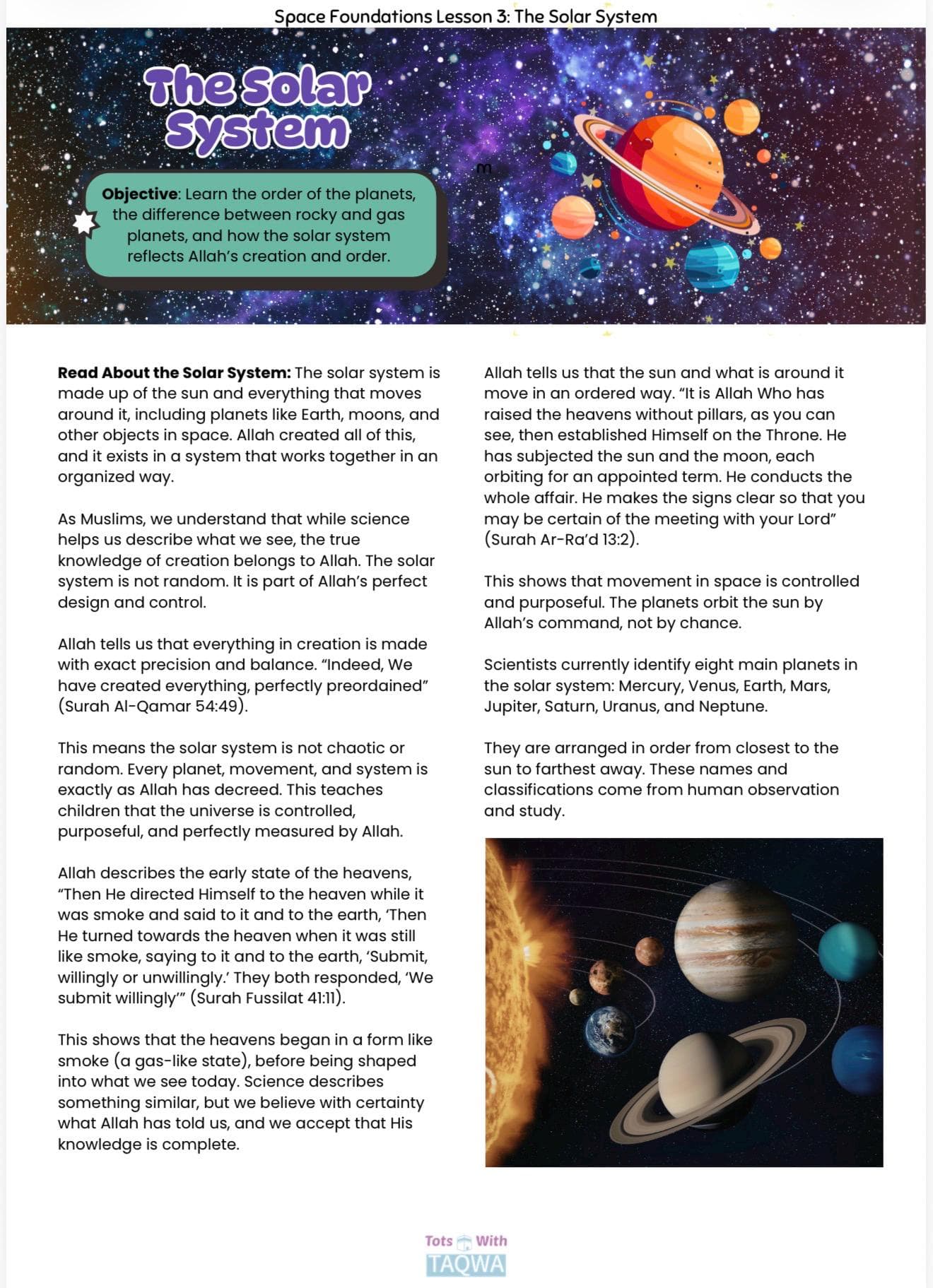 Space Foundations Pack 2 Islamic Science Curriculum Lessons 3 and 4 - image 4
