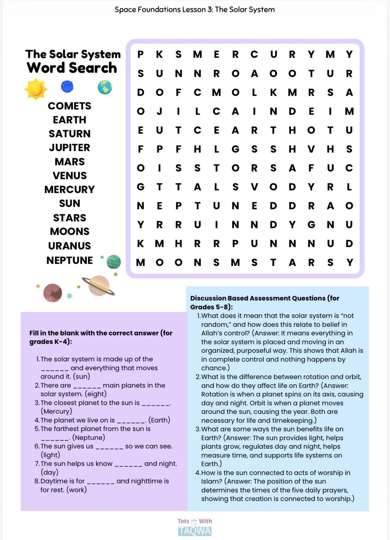 Space Foundations Pack 2 Islamic Science Curriculum Lessons 3 and 4 - image 5