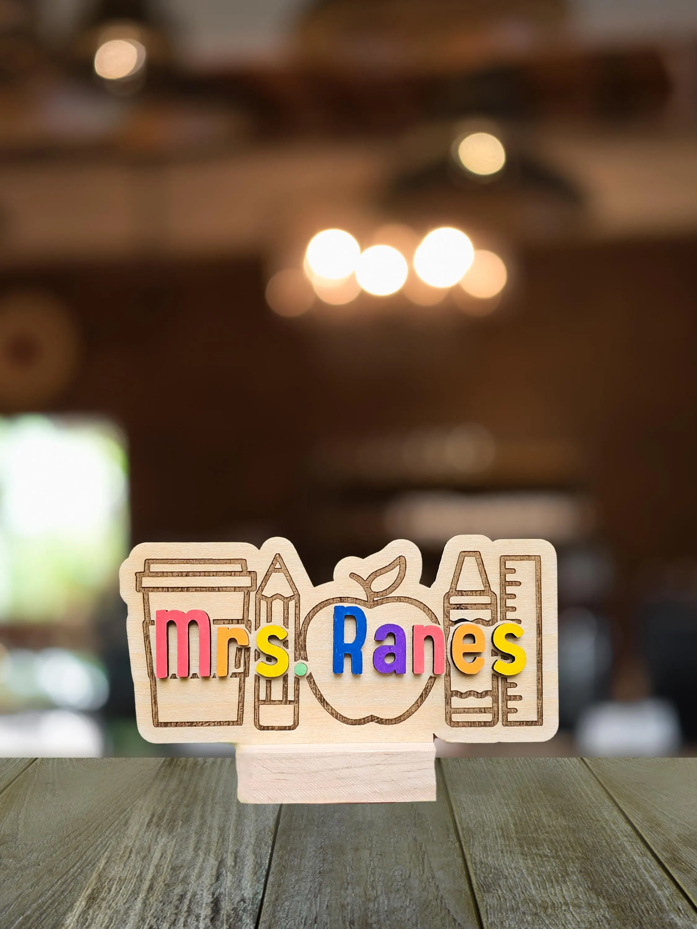 Fun Teacher Desk Name Plate | Custom Appreciation Gift Back To School Present | Holiday Birthday New Teacher Ideas | Wooden Rainbow Sign - image 5