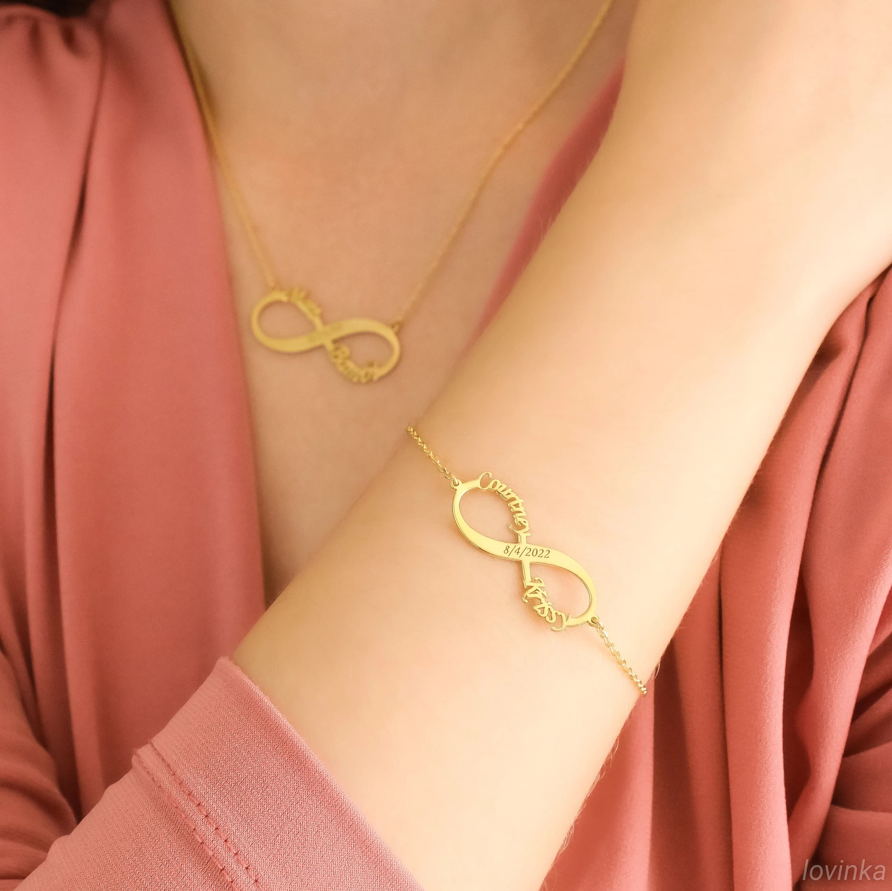 14K Solid Gold Infinity Name Bracelet, Personalized Jewelry,Custom Bracelet,Gift For Her - image 4