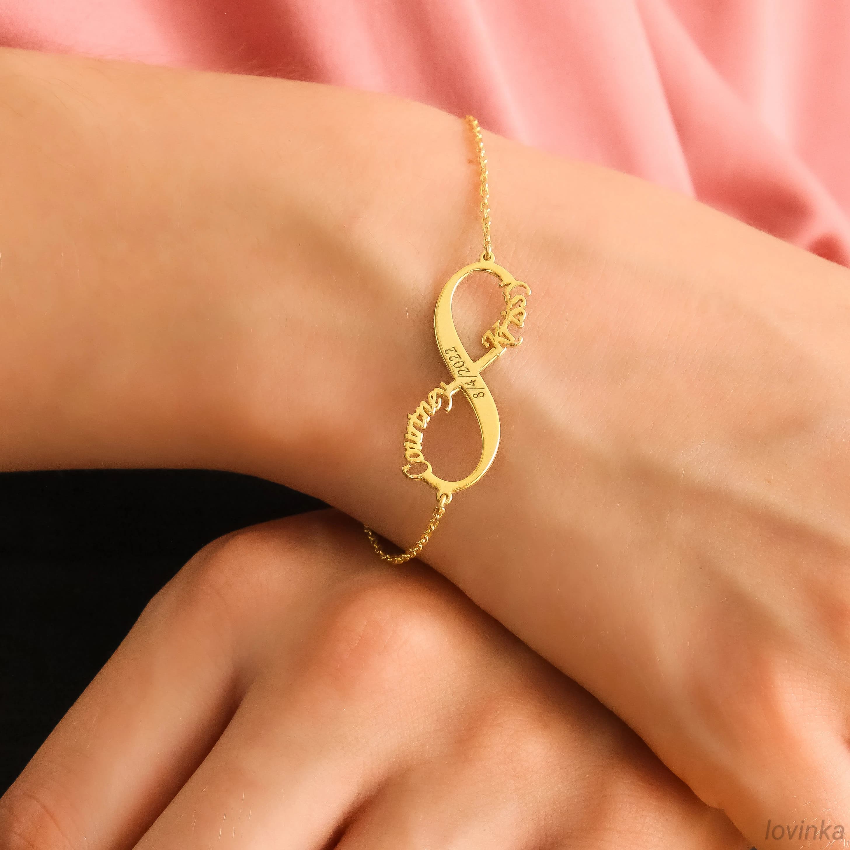 14K Solid Gold Infinity Name Bracelet, Personalized Jewelry,Custom Bracelet,Gift For Her - image 5