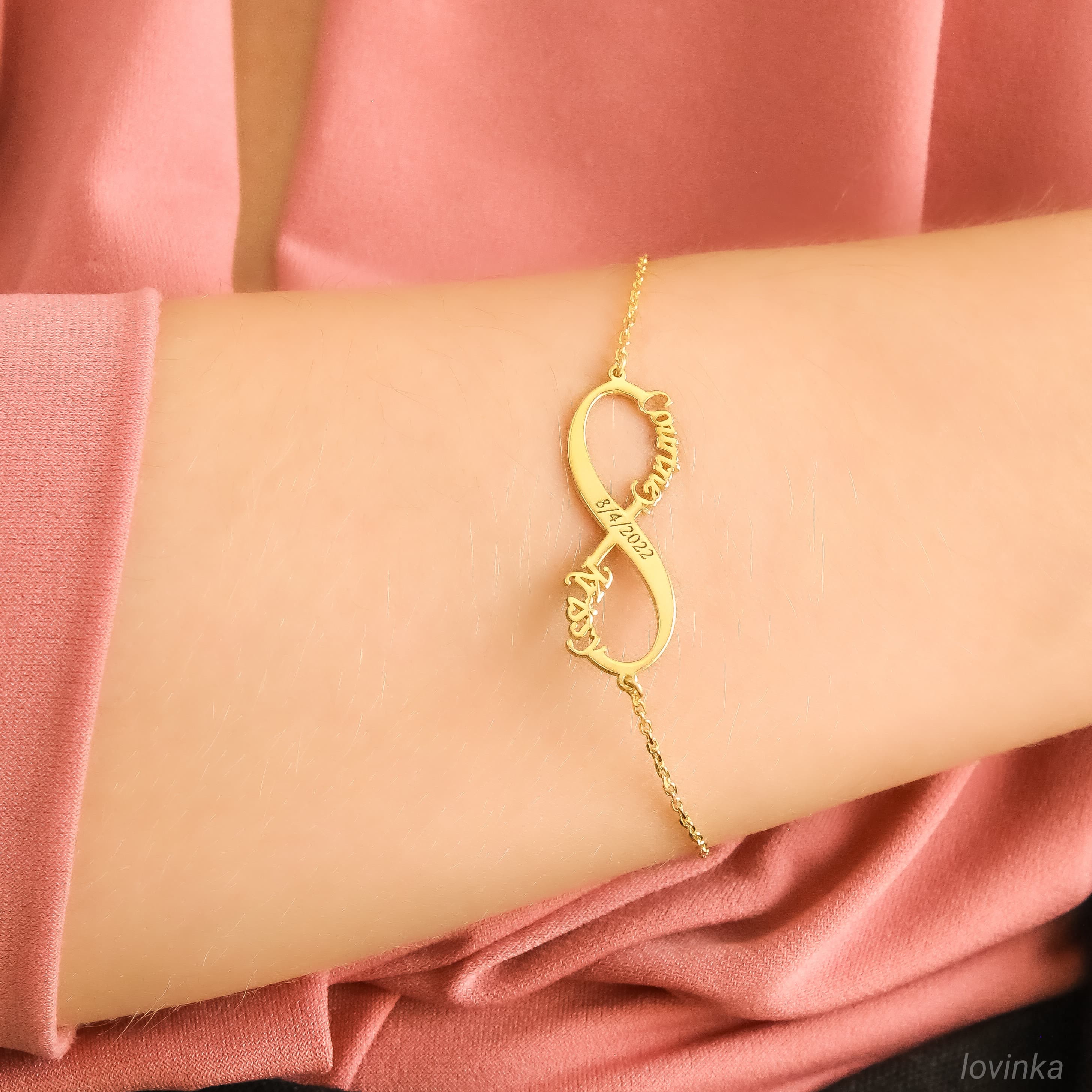 14K Solid Gold Infinity Name Bracelet, Personalized Jewelry,Custom Bracelet,Gift For Her - image 3