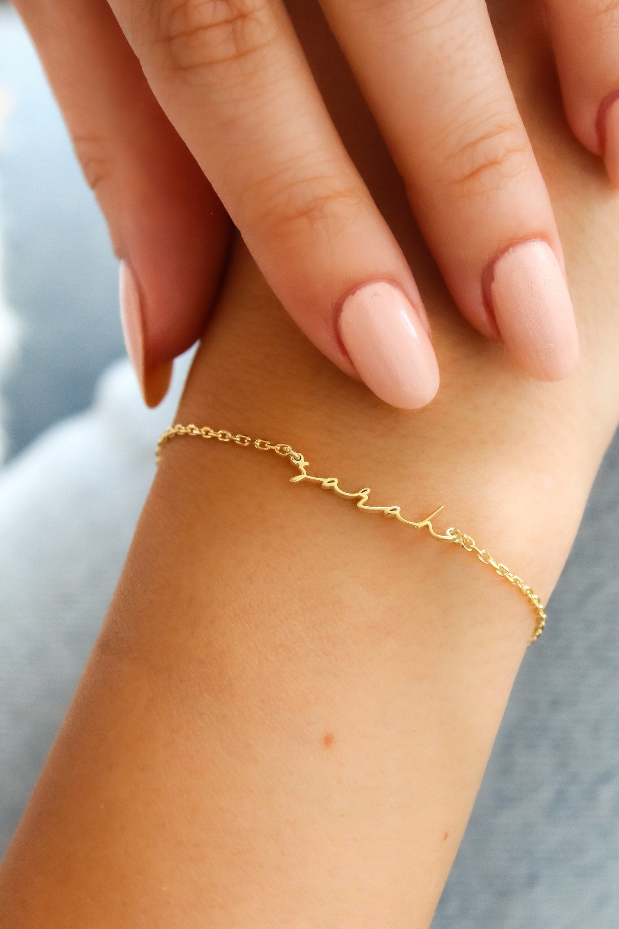 14K Gold Name Bracelet,Personalized Name Bracelet,Dainty Layering Bracelet,Custom Name Jewelry,Gift for Mom